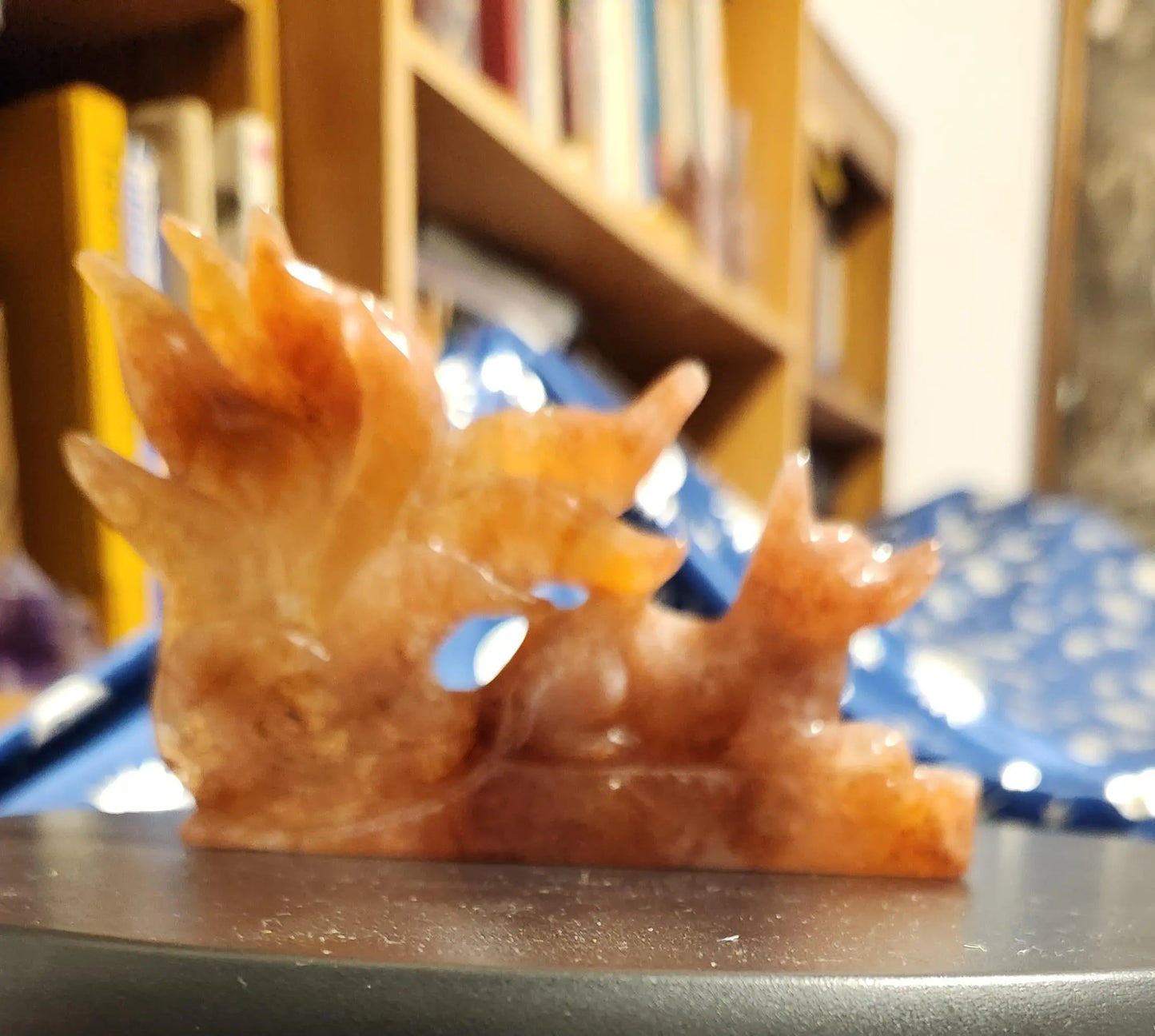 Carved Fire Quartz Nine-Tailed Fox Statue: Root Chakra Crystal (5" x 3.5", 8.5 OZ.) Etsy
