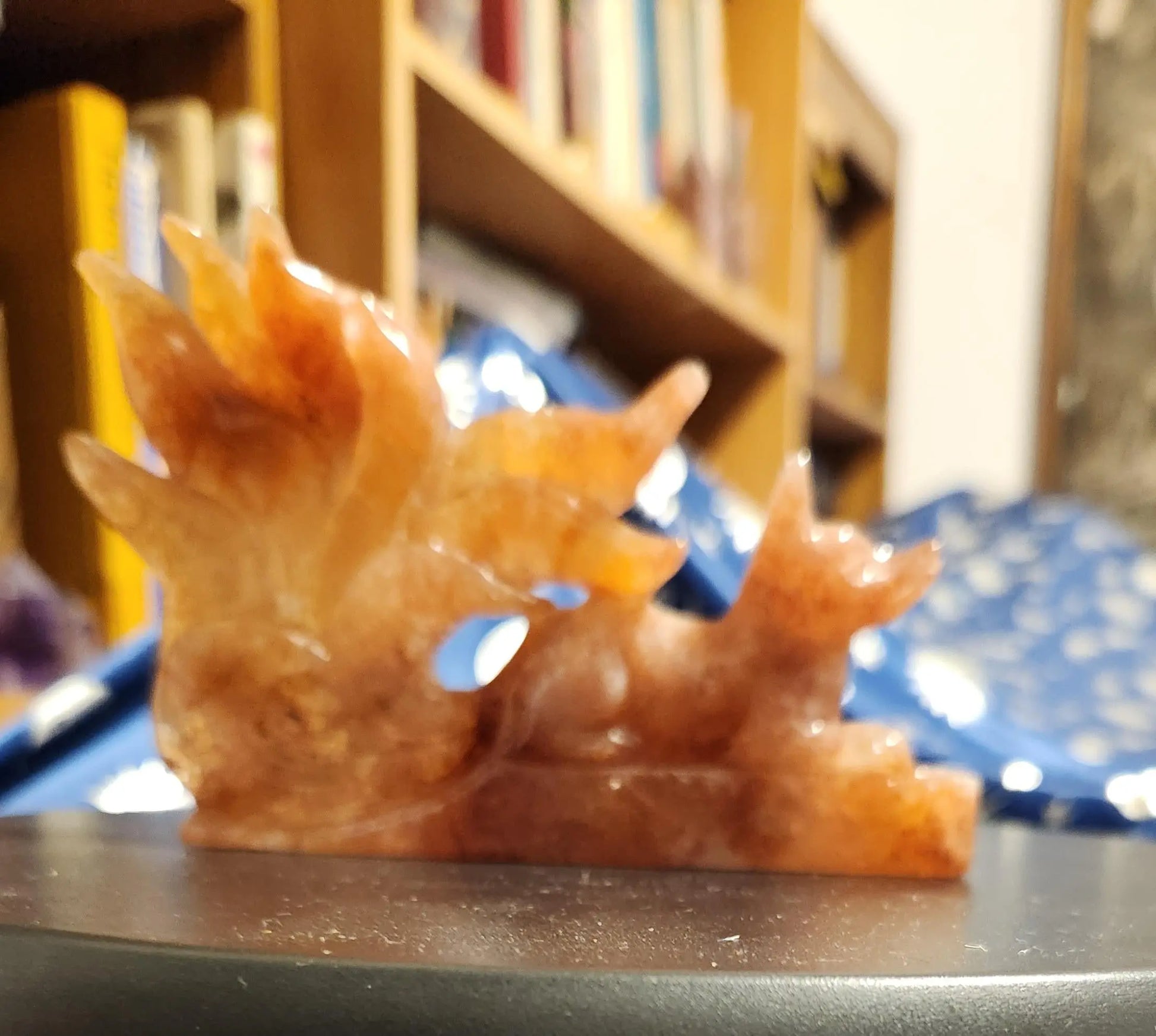 Carved Fire Quartz Nine-Tailed Fox Statue: Root Chakra Crystal (5" x 3.5", 8.5 OZ.) Etsy
