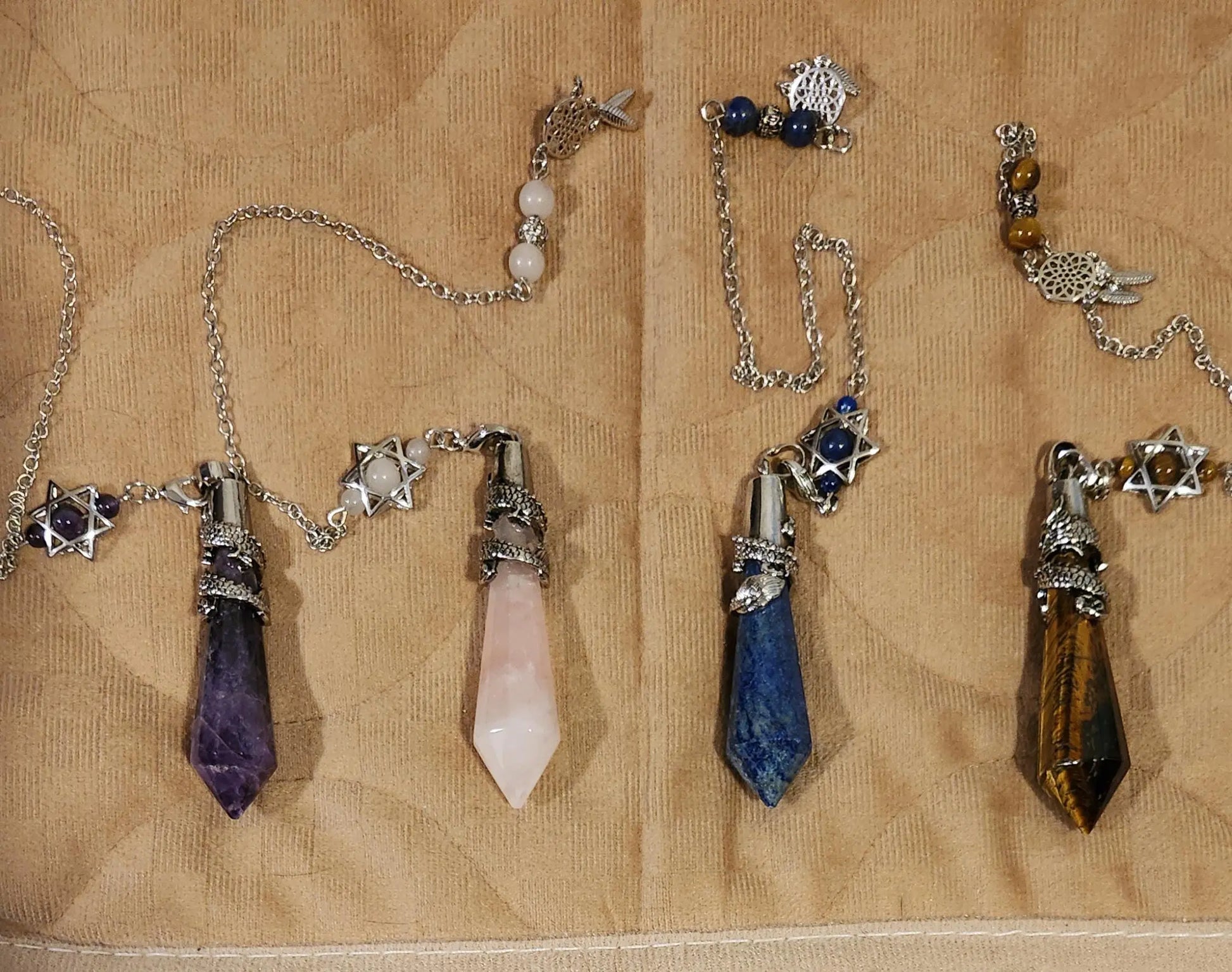Divination Crystal Pendulums - Natural Heart & Throat Chakra Healing, Spiritual Gifts, Dragon Wrap for Dowsing Etsy