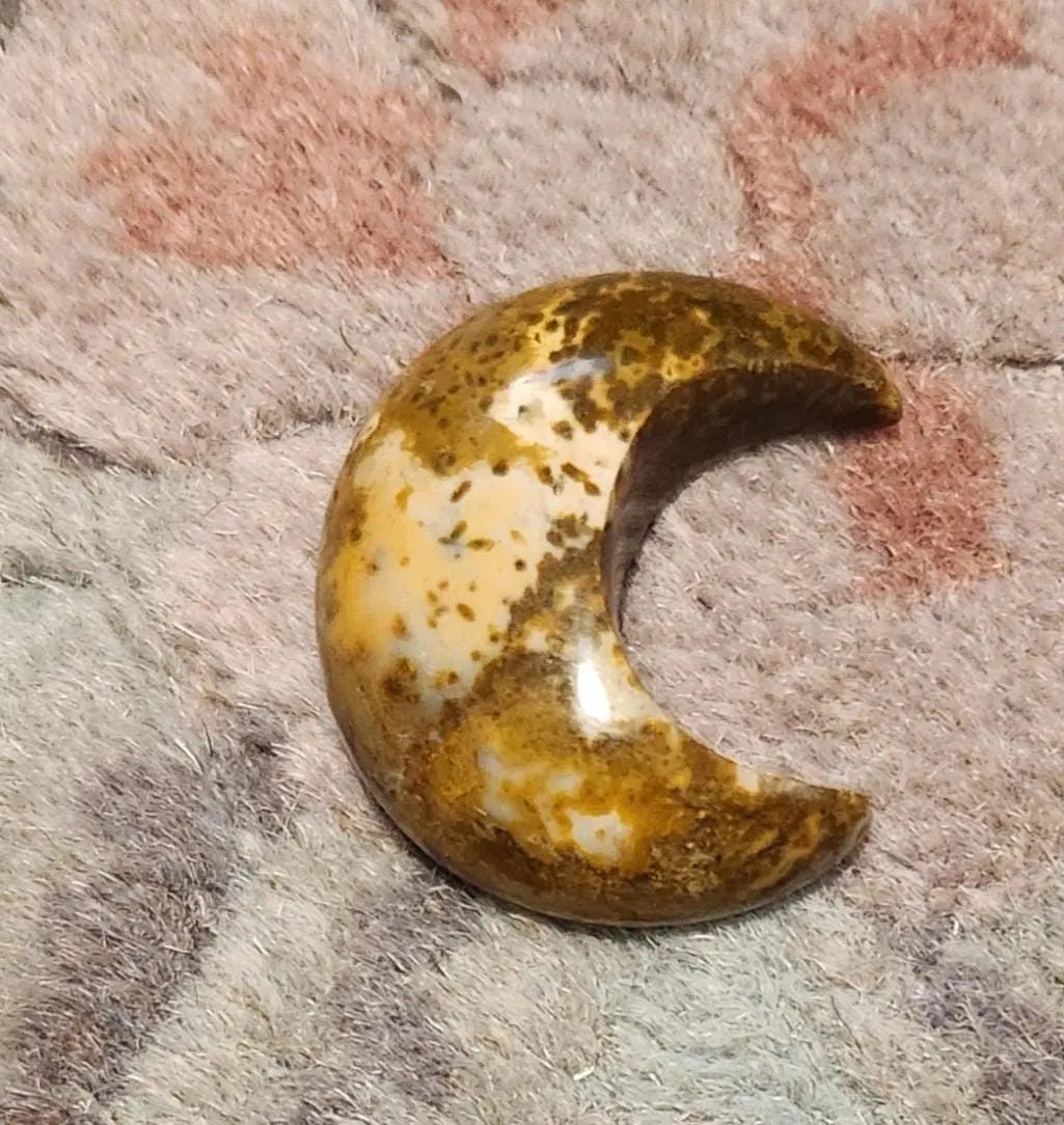 Carved Crystal Moon, Polychrome Jasper Moon, Ocean Jasper Moon, Moon Gift, Carved Crystal Moon, Home Decor Etsy