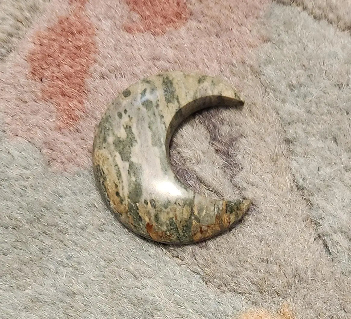 Carved Crystal Moon, Polychrome Jasper Moon, Ocean Jasper Moon, Moon Gift, Carved Crystal Moon, Home Decor Etsy
