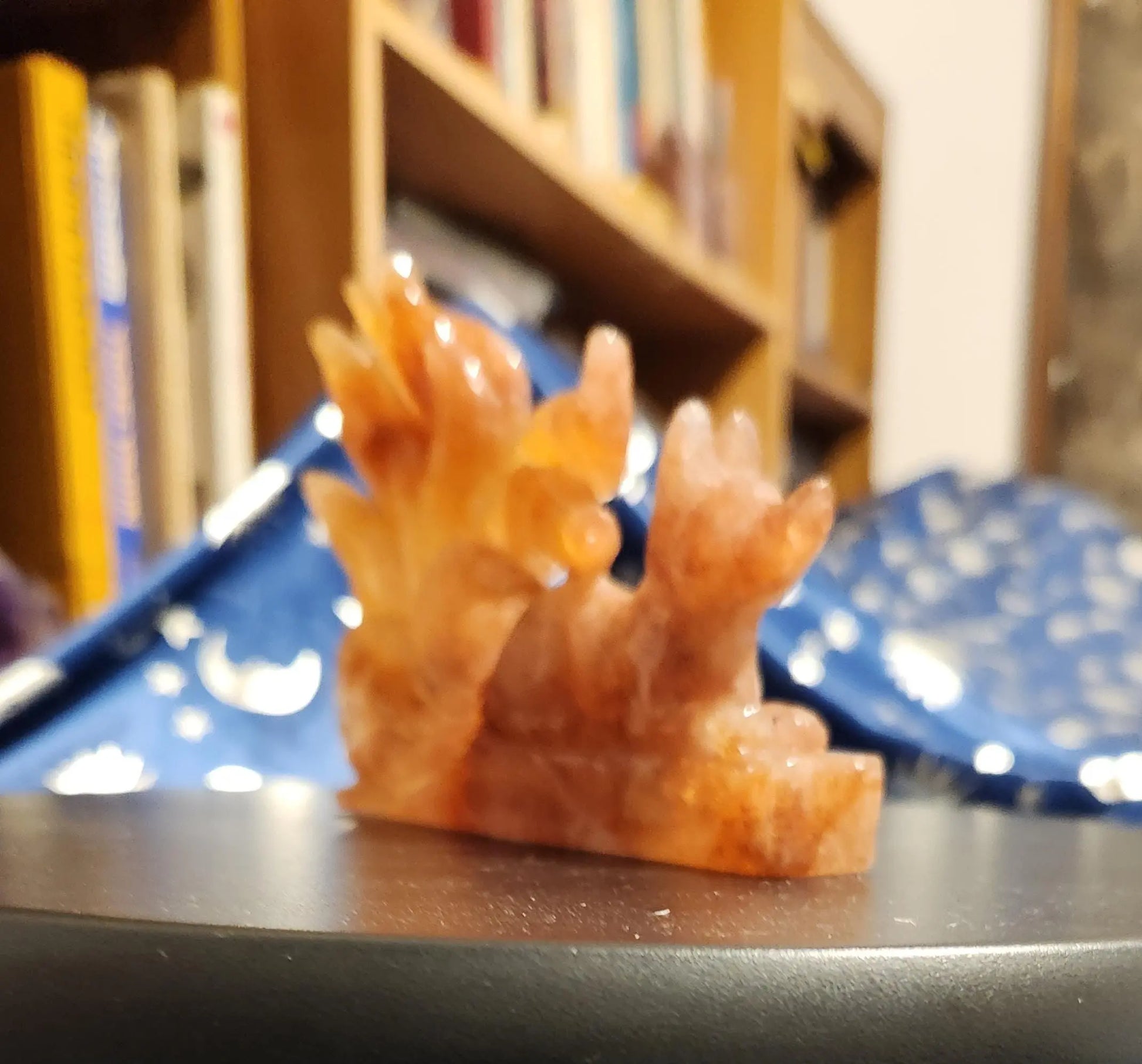 Carved Fire Quartz Nine-Tailed Fox Statue: Root Chakra Crystal (5" x 3.5", 8.5 OZ.) Etsy