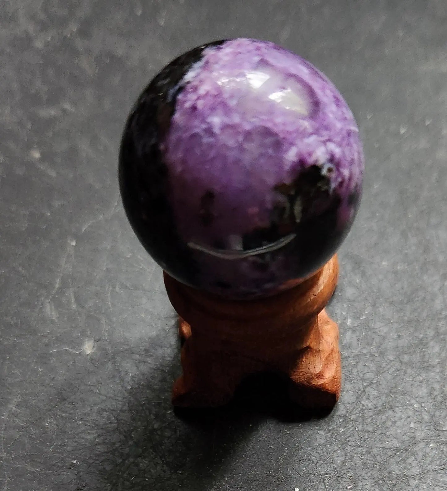 Charoite Energy Sphere Small but Powerful Crystal Ball with Wooden Stand | Rare Purple Healing Stone for Intuition Transformation Etsy