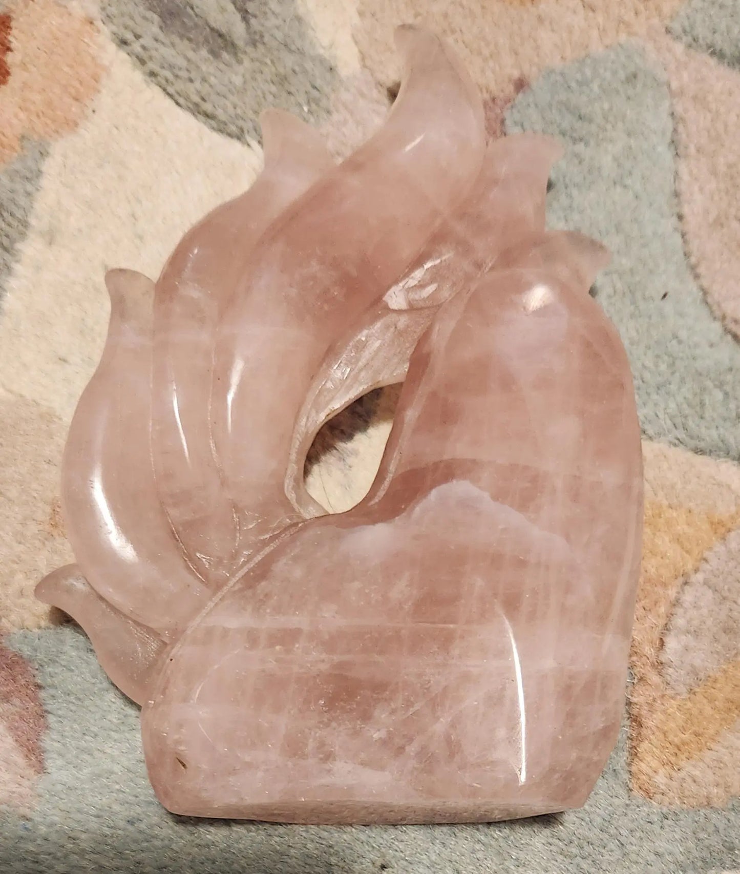 Rose Quartz Nine Tail Fox Carving, Hyaline Quartz Fox, Heart and the Throat Chakra, Communicates Love, Self-Care, Mythical Fox Carving Etsy