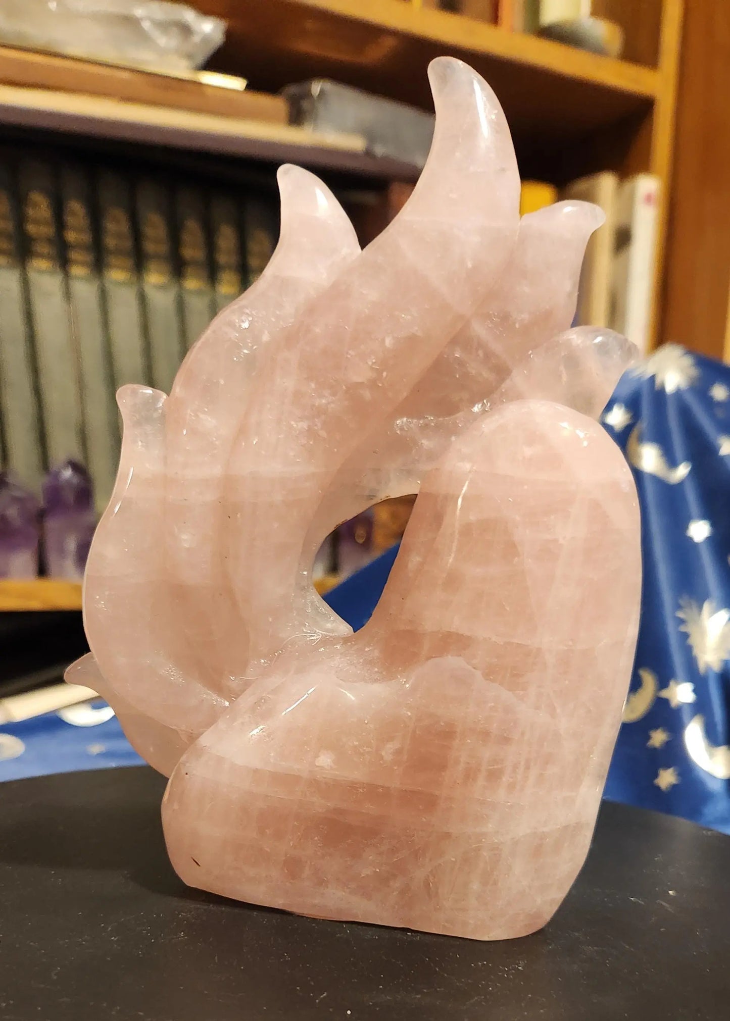 Rose Quartz Nine Tail Fox Carving, Hyaline Quartz Fox, Heart and the Throat Chakra, Communicates Love, Self-Care, Mythical Fox Carving Etsy