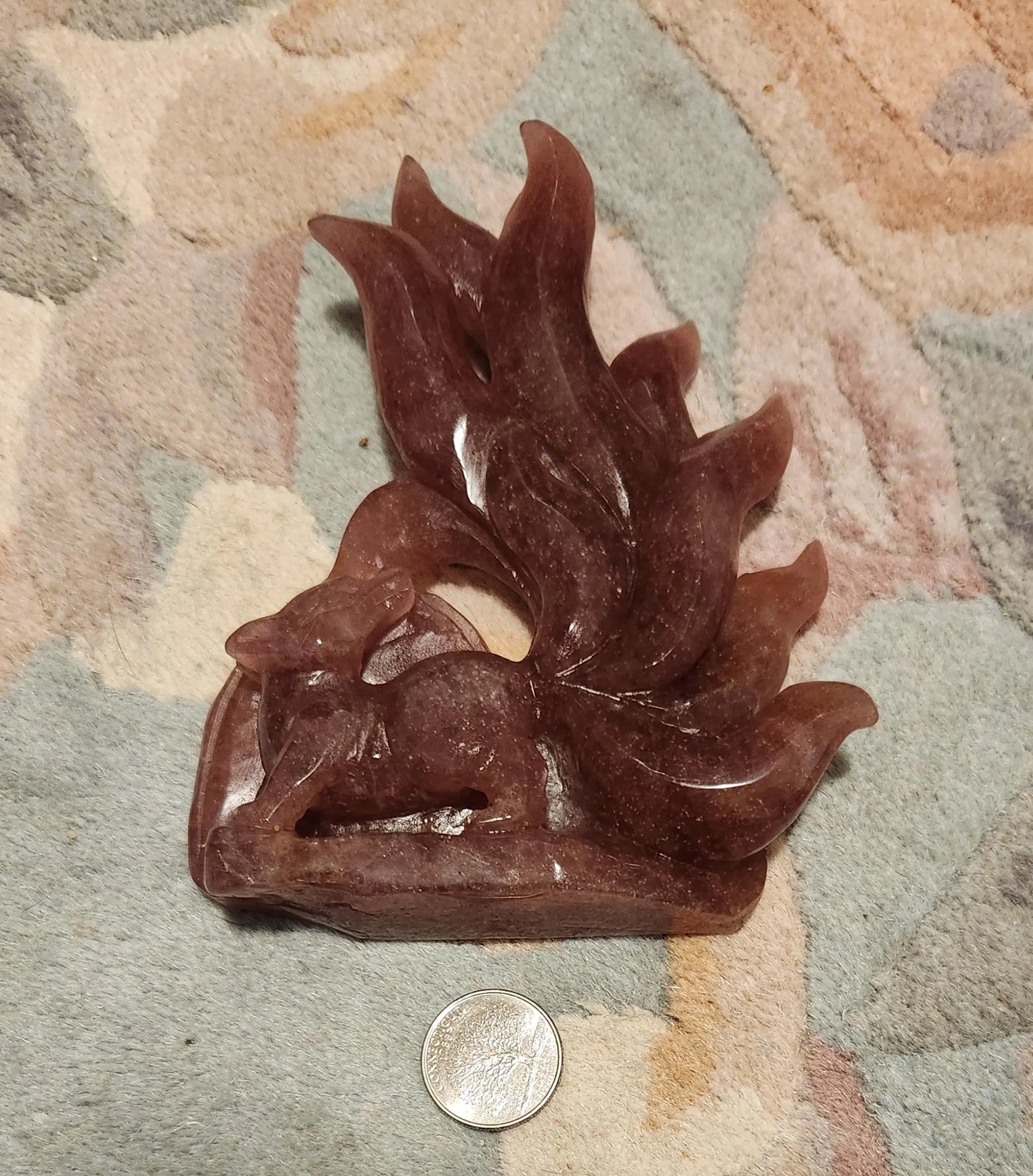 Strawberry Quartz Nine Tail Fox Carving - Planet Jordan Jewels