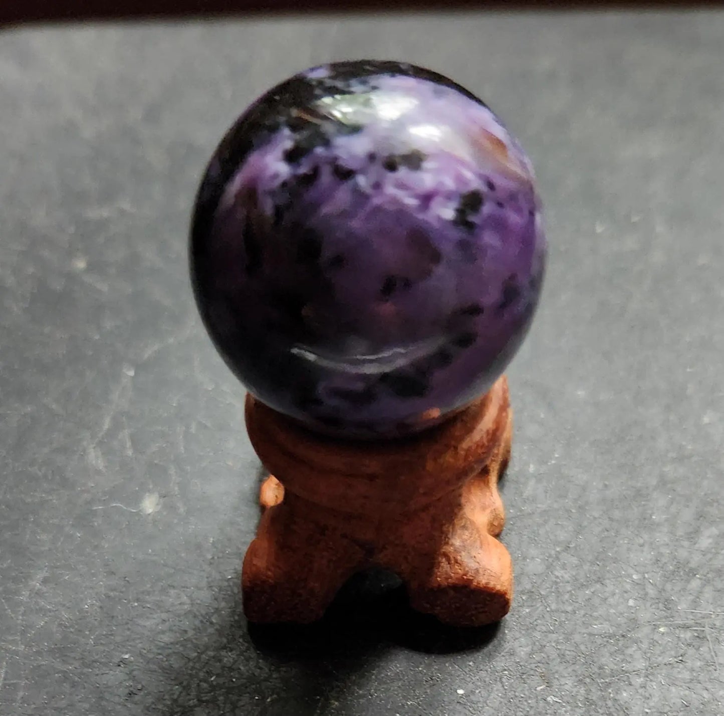 Charoite Energy Sphere Small but Powerful Crystal Ball with Wooden Stand | Rare Purple Healing Stone for Intuition Transformation Etsy