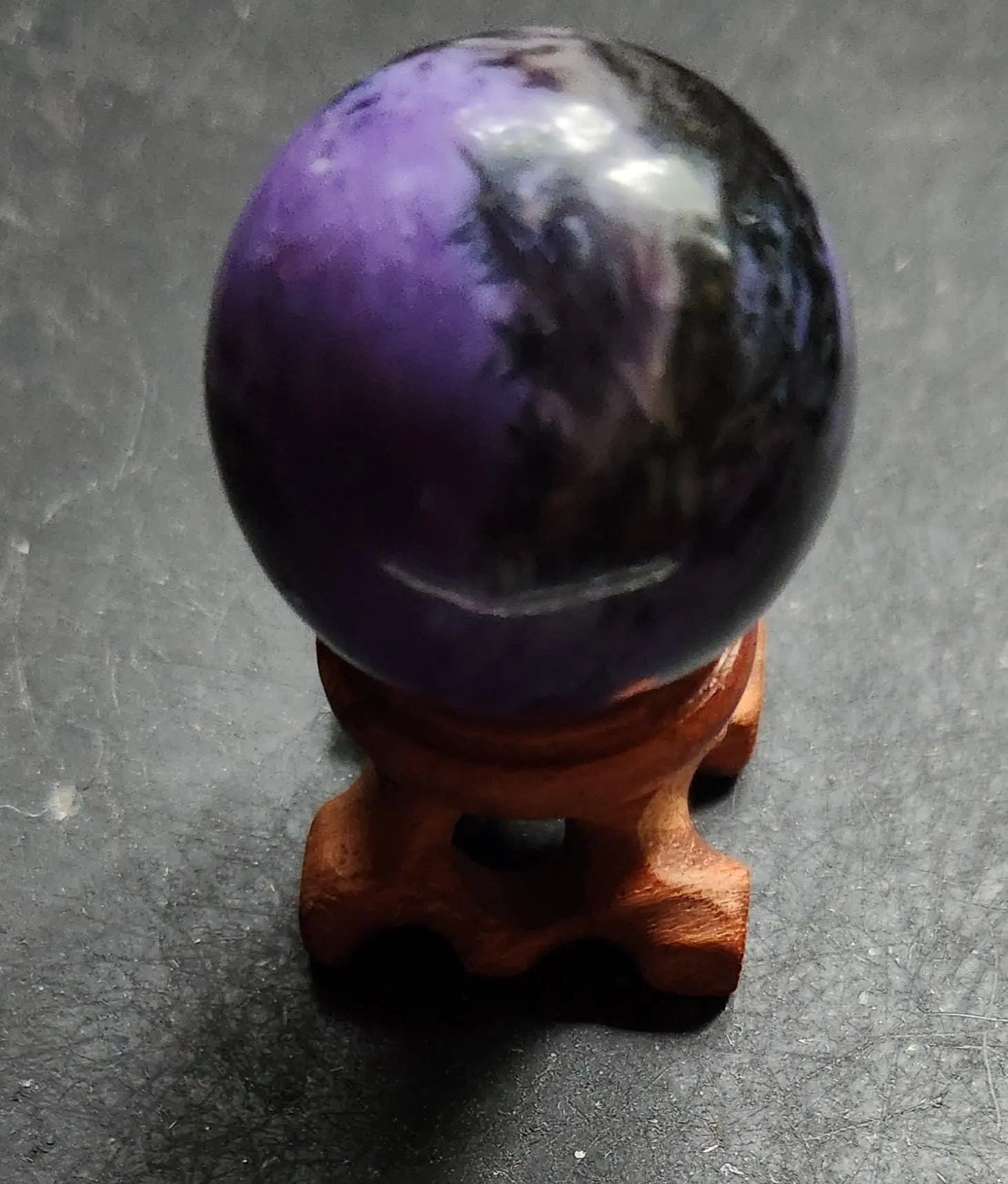 Charoite Energy Sphere Small but Powerful Crystal Ball with Wooden Stand | Rare Purple Healing Stone for Intuition Transformation Etsy