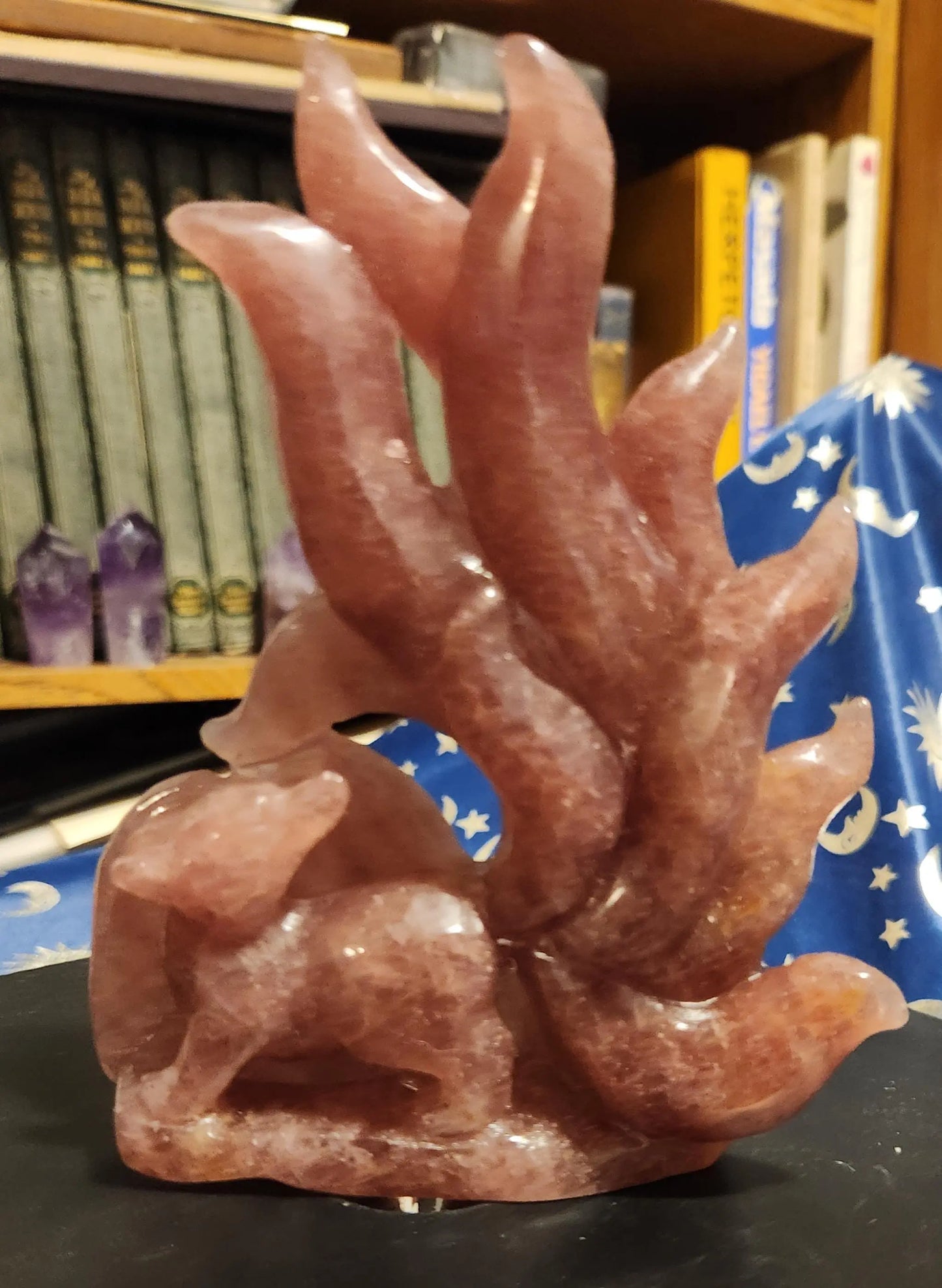 Strawberry Quartz Nine Tail Fox Carving - Planet Jordan Jewels