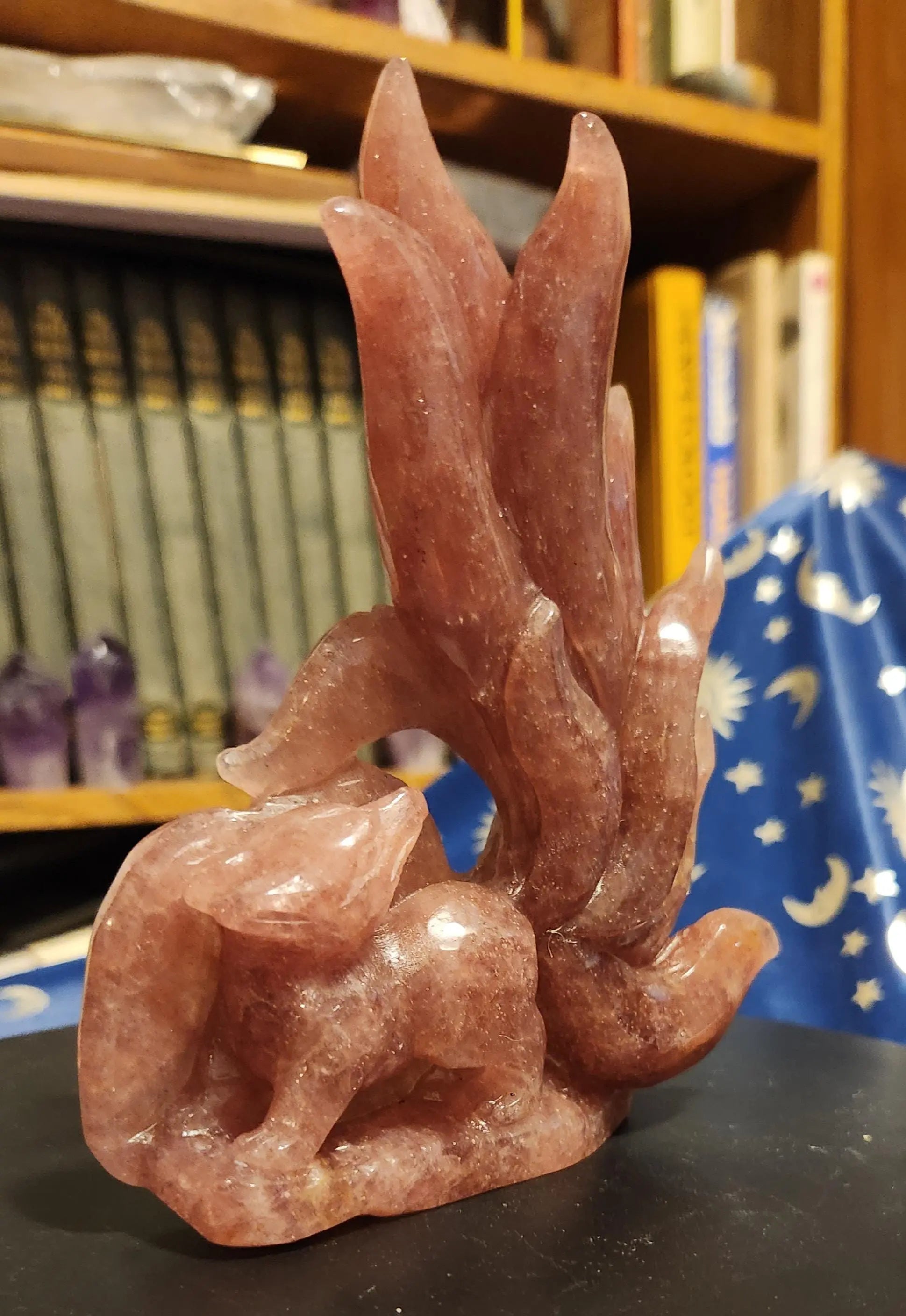 Strawberry Quartz Nine Tail Fox Carving - Planet Jordan Jewels