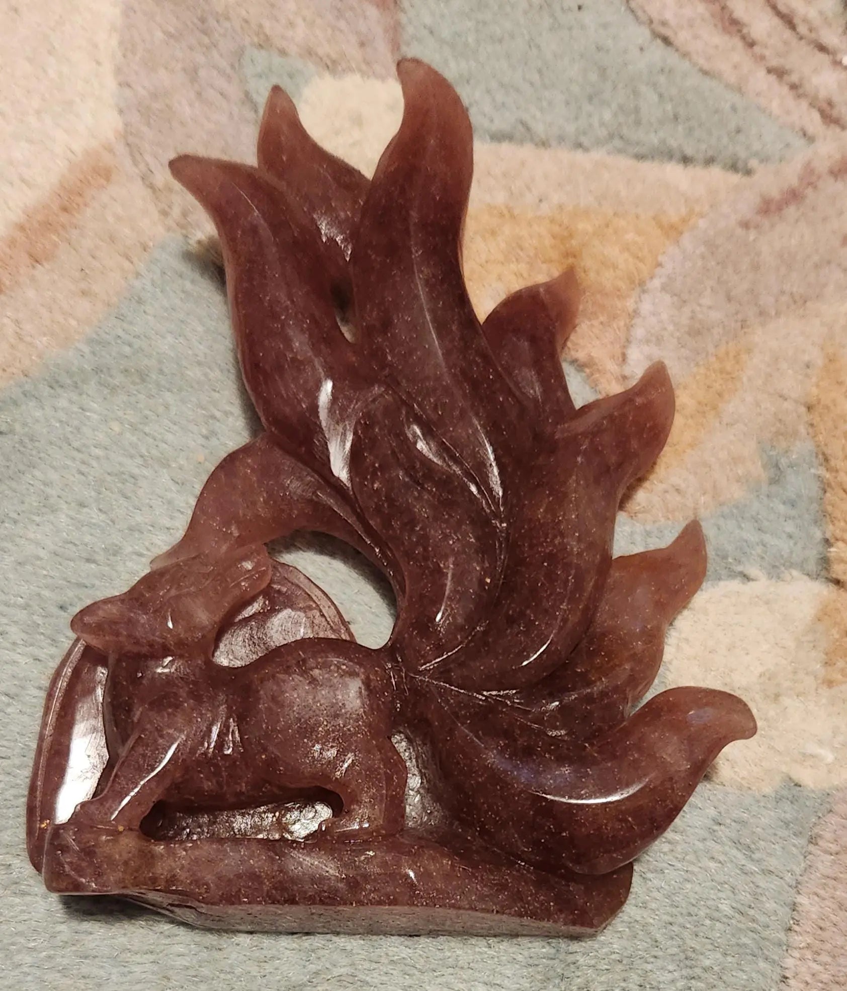 Strawberry Quartz Nine Tail Fox Carving - Planet Jordan Jewels