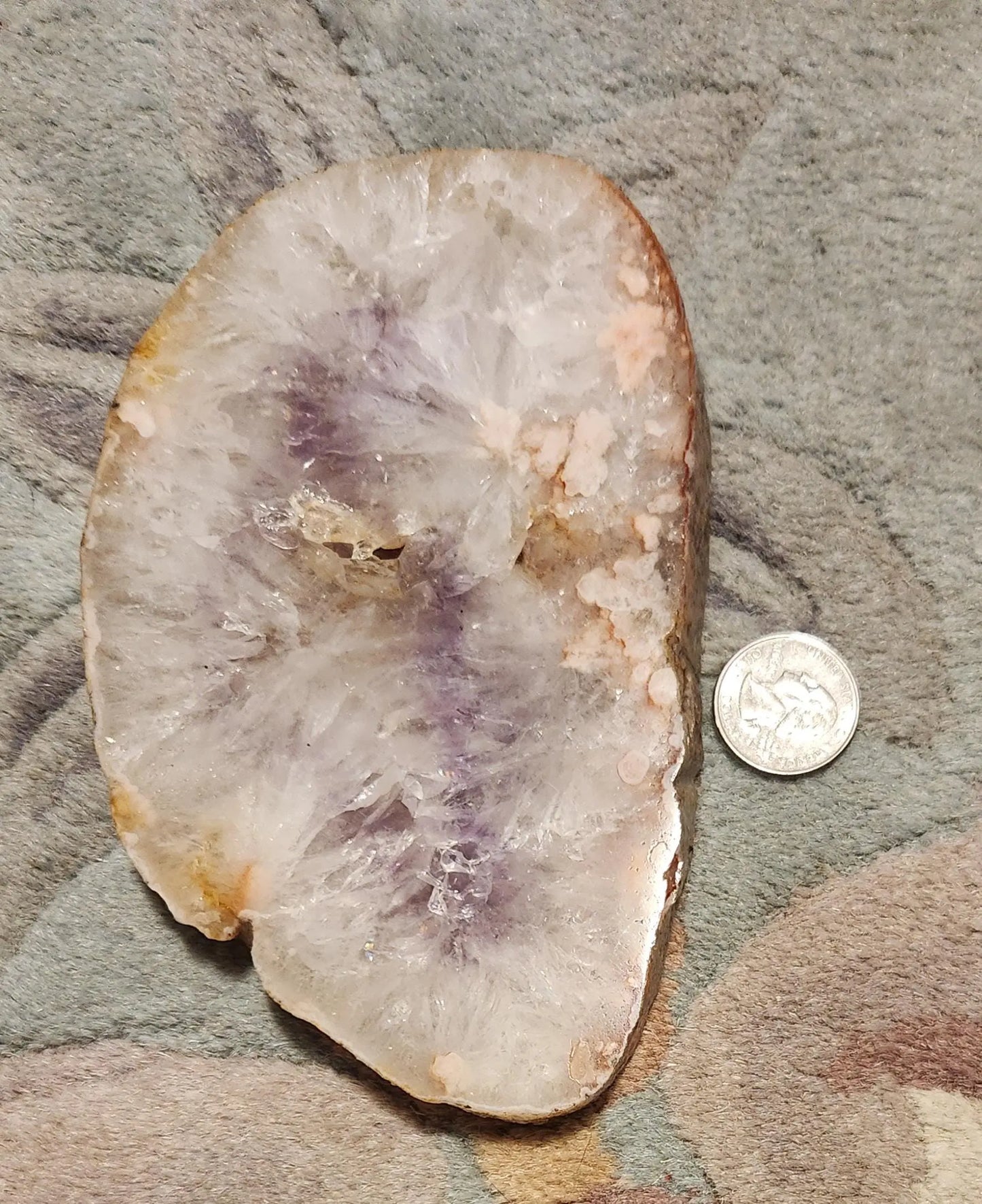 Flower Agate Quartz with Amethyst Center, Slice of Flower Quartz with Amethyst, Pink Flower Inclusions with Purple Amethyst Center Etsy