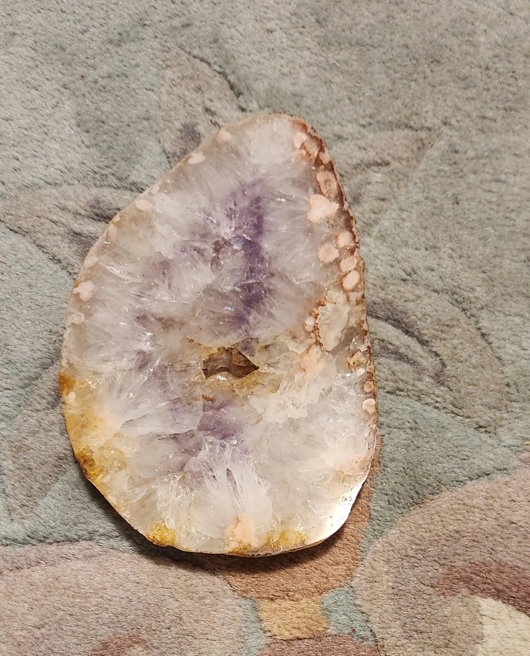 Flower Agate Quartz with Amethyst Center, Slice of Flower Quartz with Amethyst, Pink Flower Inclusions with Purple Amethyst Center Etsy