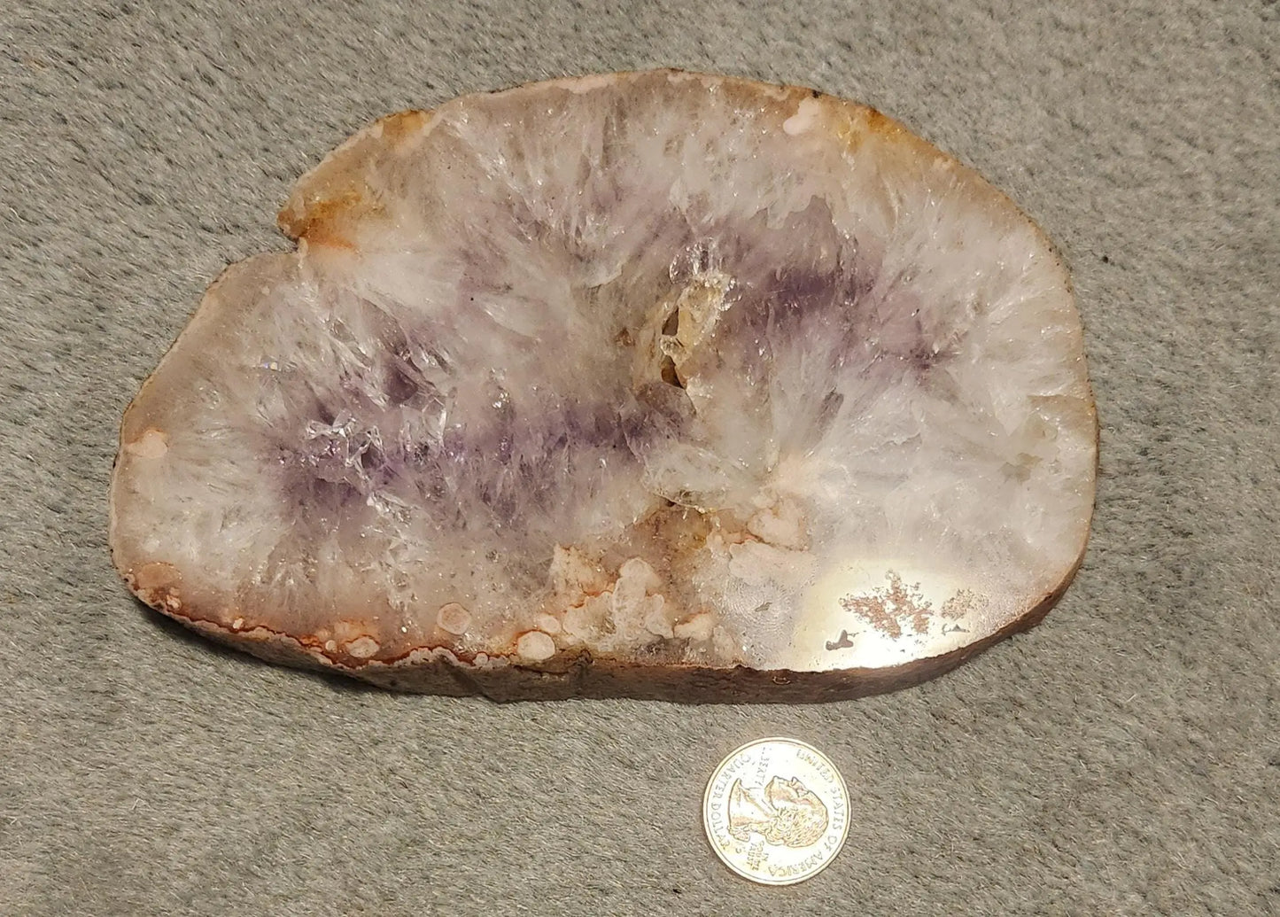 Flower Agate Quartz with Amethyst Center, Slice of Flower Quartz with Amethyst, Pink Flower Inclusions with Purple Amethyst Center Etsy