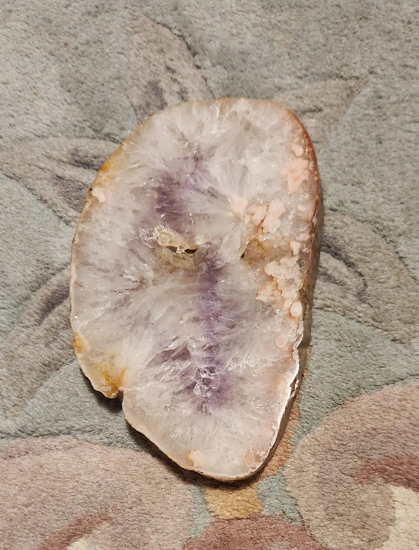 Flower Agate Quartz with Amethyst Center, Slice of Flower Quartz with Amethyst, Pink Flower Inclusions with Purple Amethyst Center Etsy