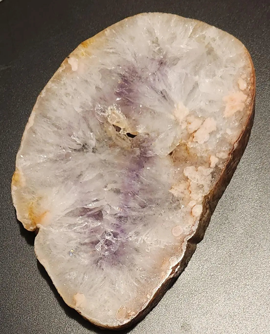 Flower Agate Quartz with Amethyst Center, Slice of Flower Quartz with Amethyst, Pink Flower Inclusions with Purple Amethyst Center Etsy