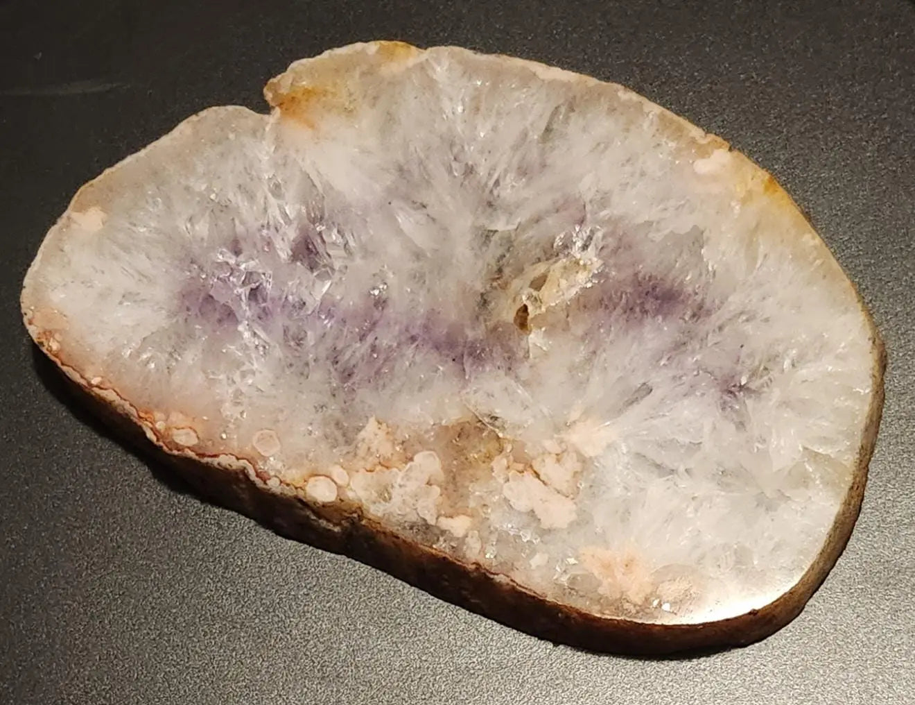 Flower Agate Quartz with Amethyst Center, Slice of Flower Quartz with Amethyst, Pink Flower Inclusions with Purple Amethyst Center Etsy