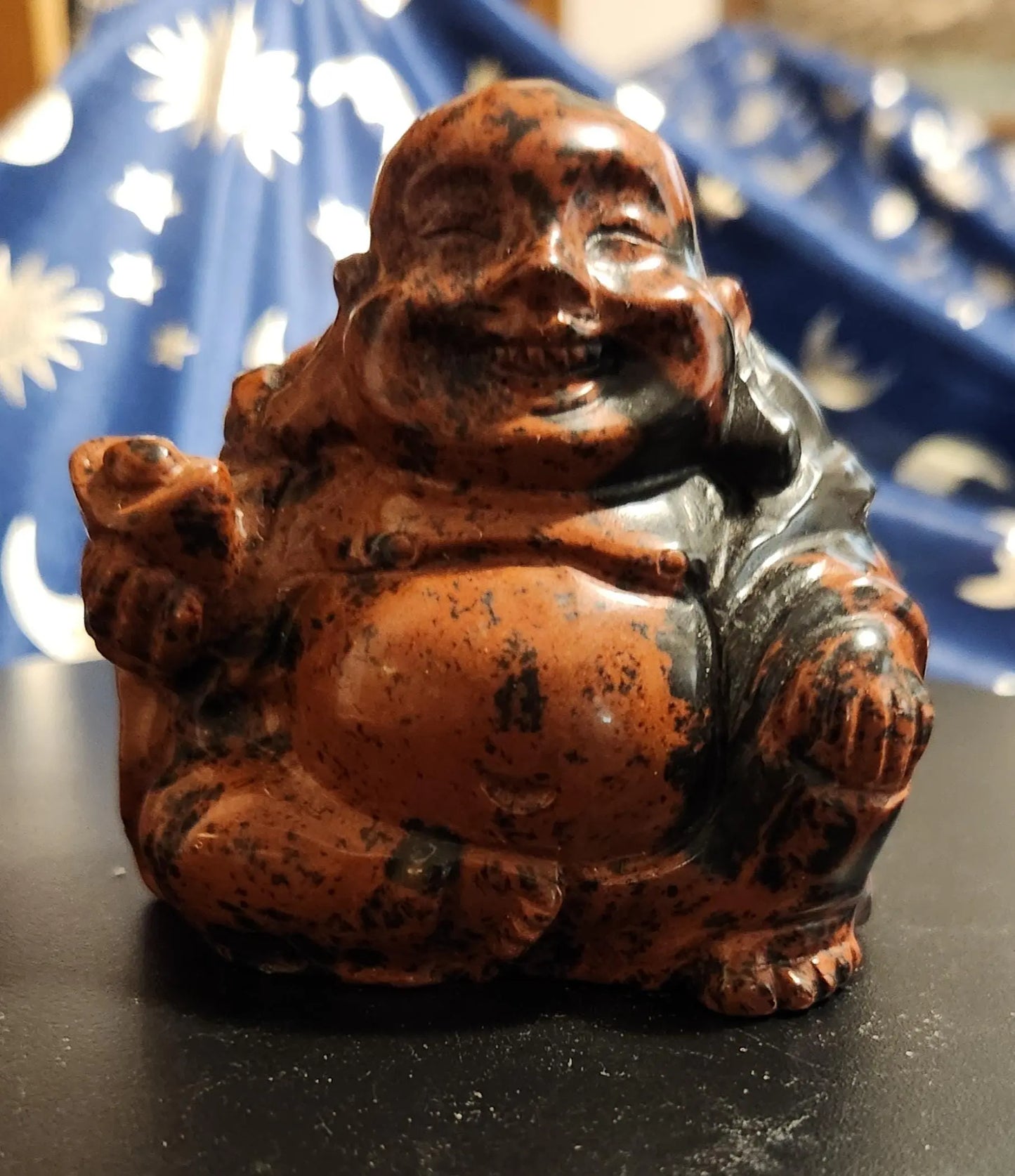 Mahogany Red Obsidian Laughing Buddha Etsy