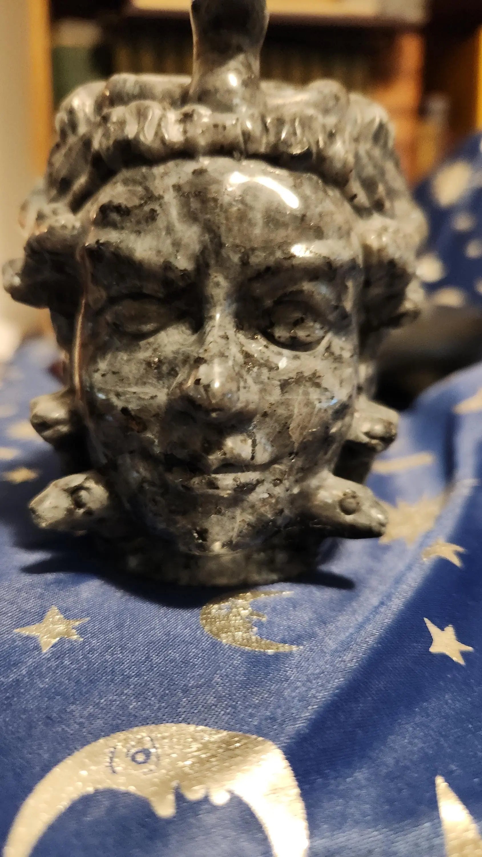 Crystal Carved Medusa, Medium Sized Carved Crystal Medusa, Larvikite Medusa, Black Obsidian Medusa Head, 1lb 13.5 OZ. Etsy
