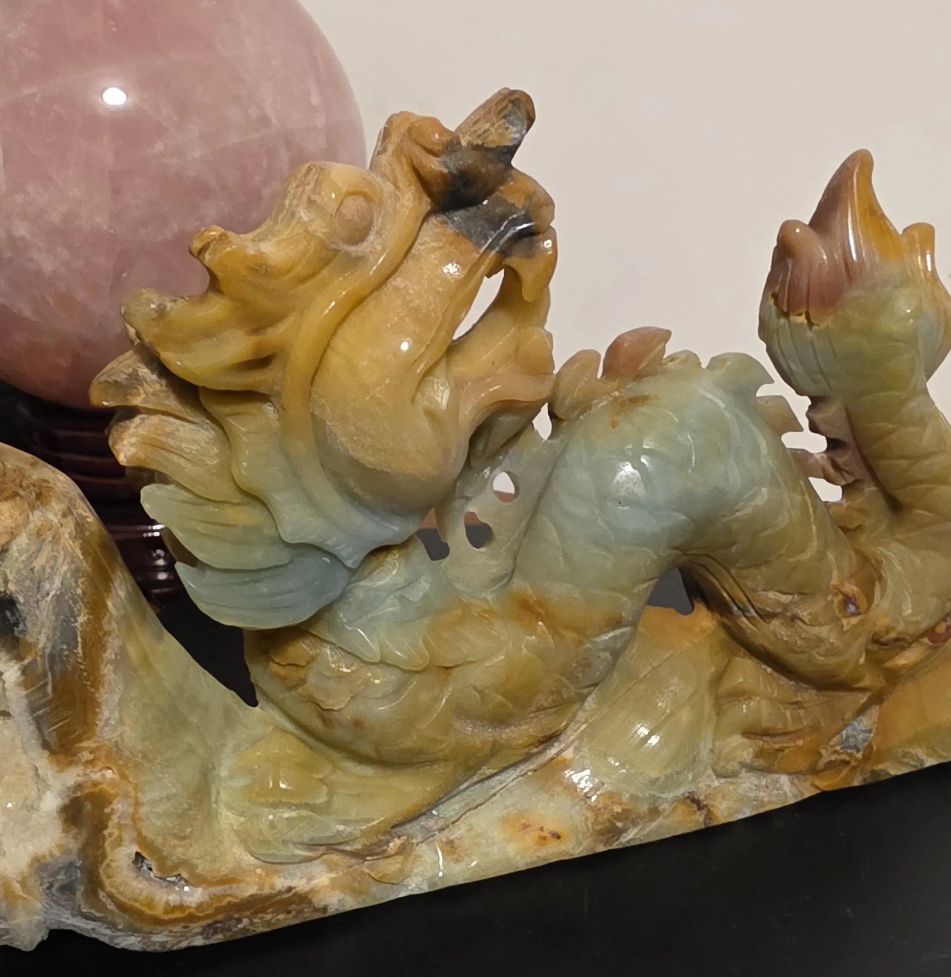Caribbean Calcite Crystal Dragon, Japanese Serpentine, Entryway Decor , Spiritual awakening gift Etsy