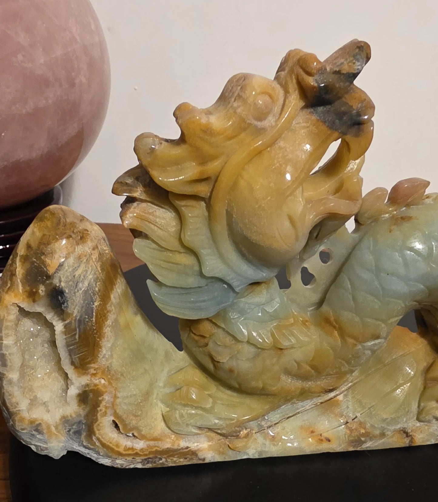 Caribbean Calcite Crystal Dragon, Japanese Serpentine, Entryway Decor , Spiritual awakening gift Etsy
