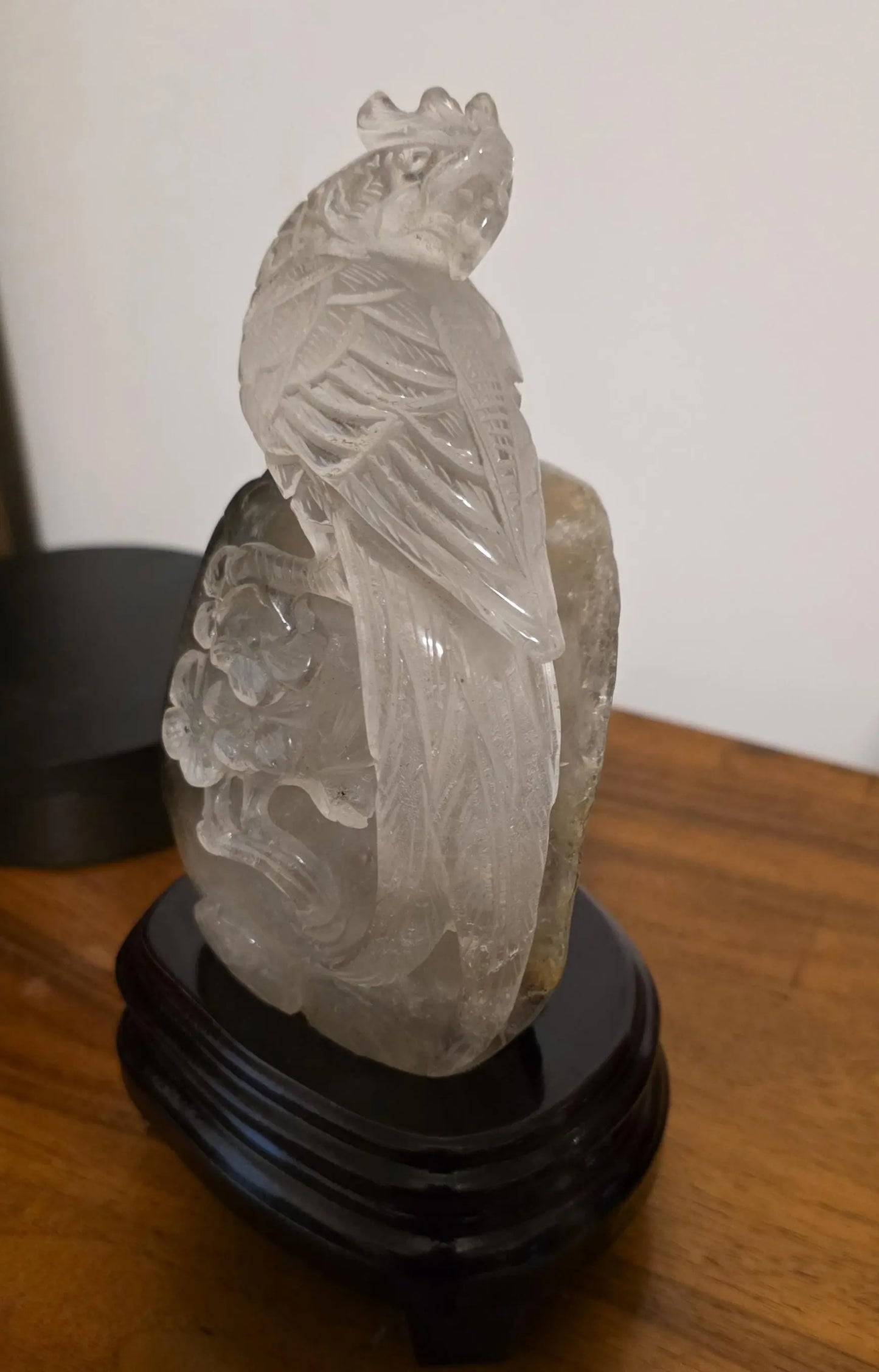 Hand Carved Garden Quartz Phoenix Sculpture, Custom Wooden Base Etsy