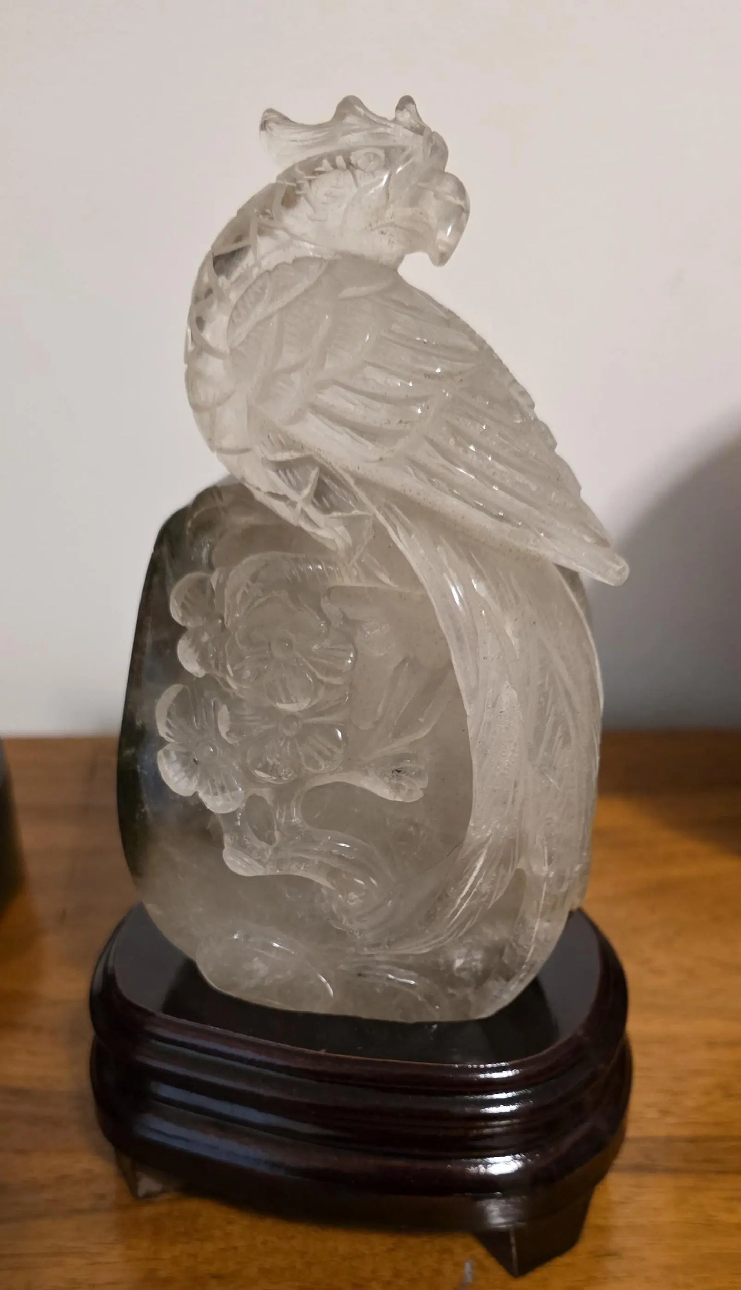 Hand Carved Garden Quartz Phoenix Sculpture, Custom Wooden Base Etsy