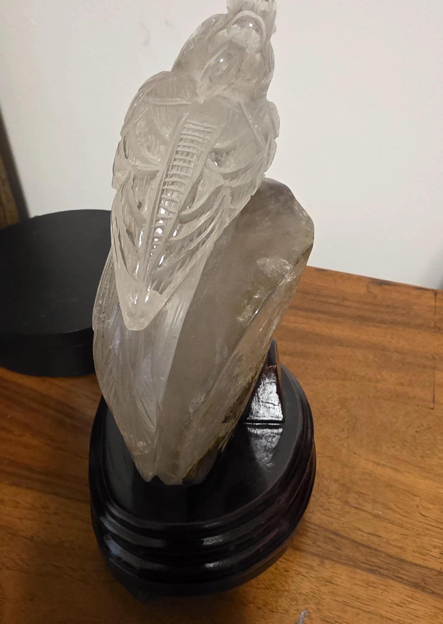 Hand Carved Garden Quartz Phoenix Sculpture, Custom Wooden Base Etsy