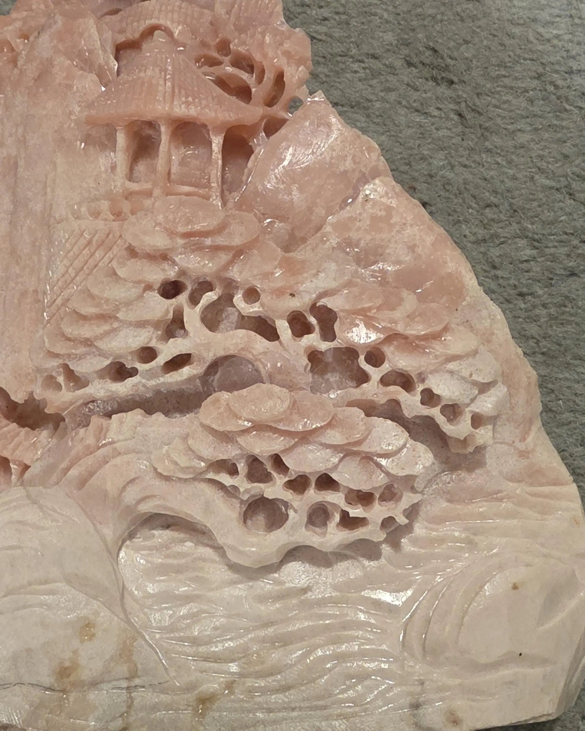Large Pink Opal Oriental Carving, Peppermint Stone, Spiritual awakening, Etsy