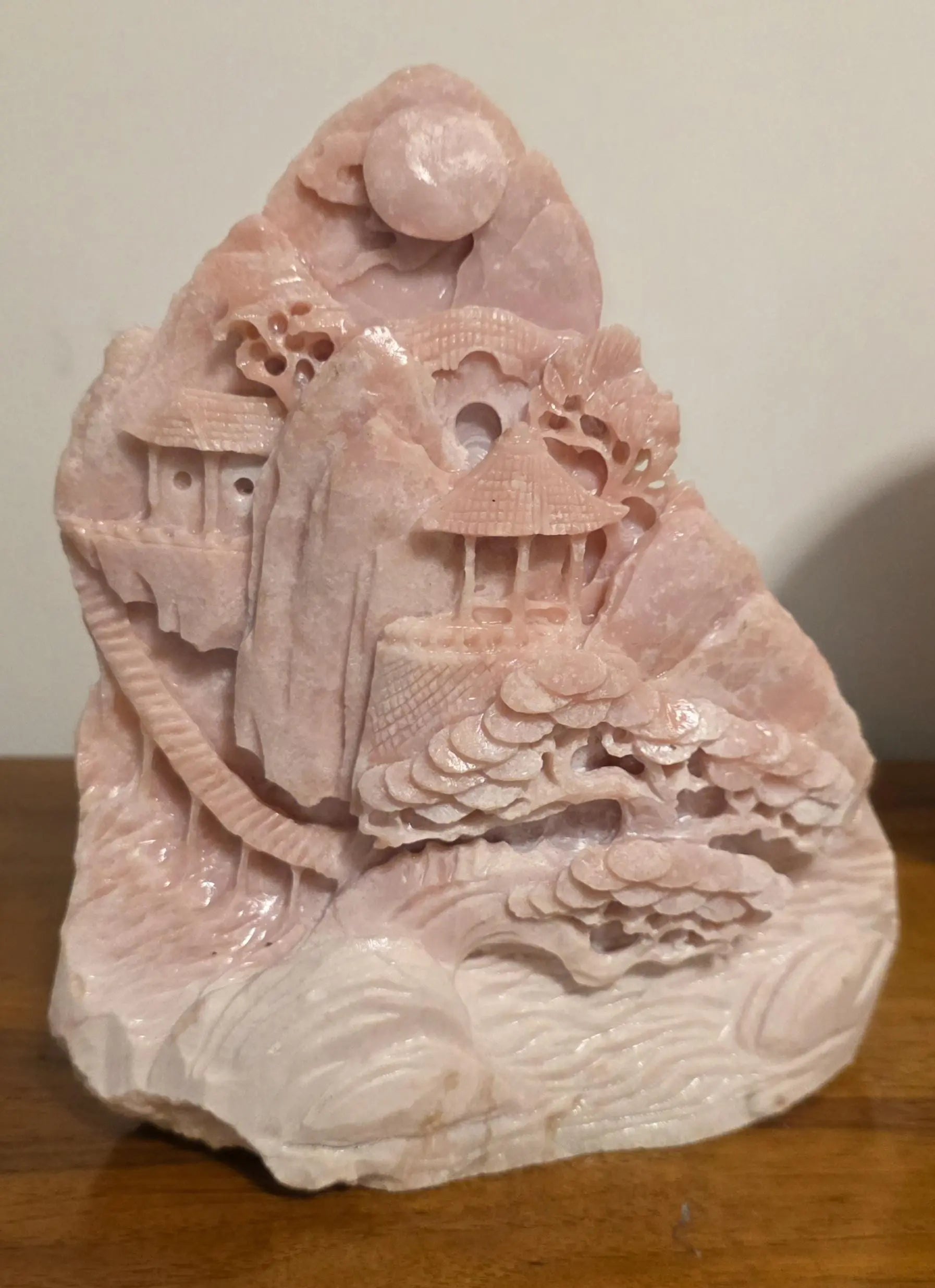 Large Pink Opal Oriental Carving, Peppermint Stone, Spiritual awakening, Etsy