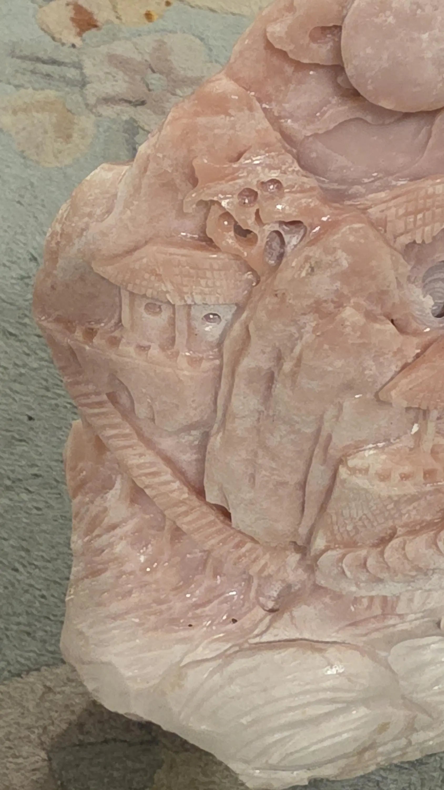 Large Pink Opal Oriental Carving, Peppermint Stone, Spiritual awakening, Etsy