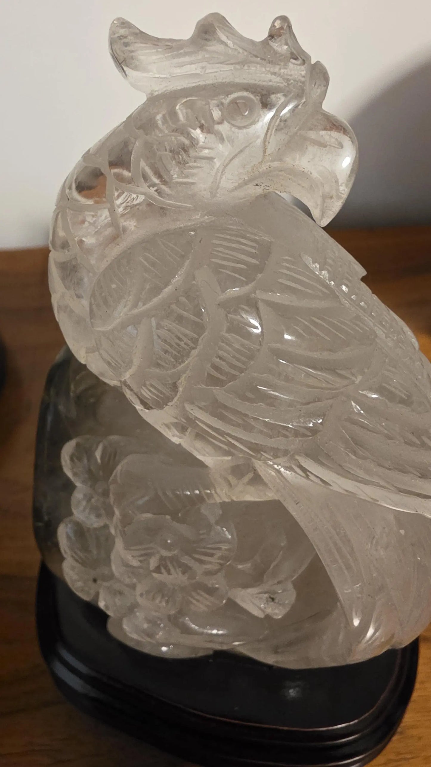 Hand Carved Garden Quartz Phoenix Sculpture, Custom Wooden Base Etsy