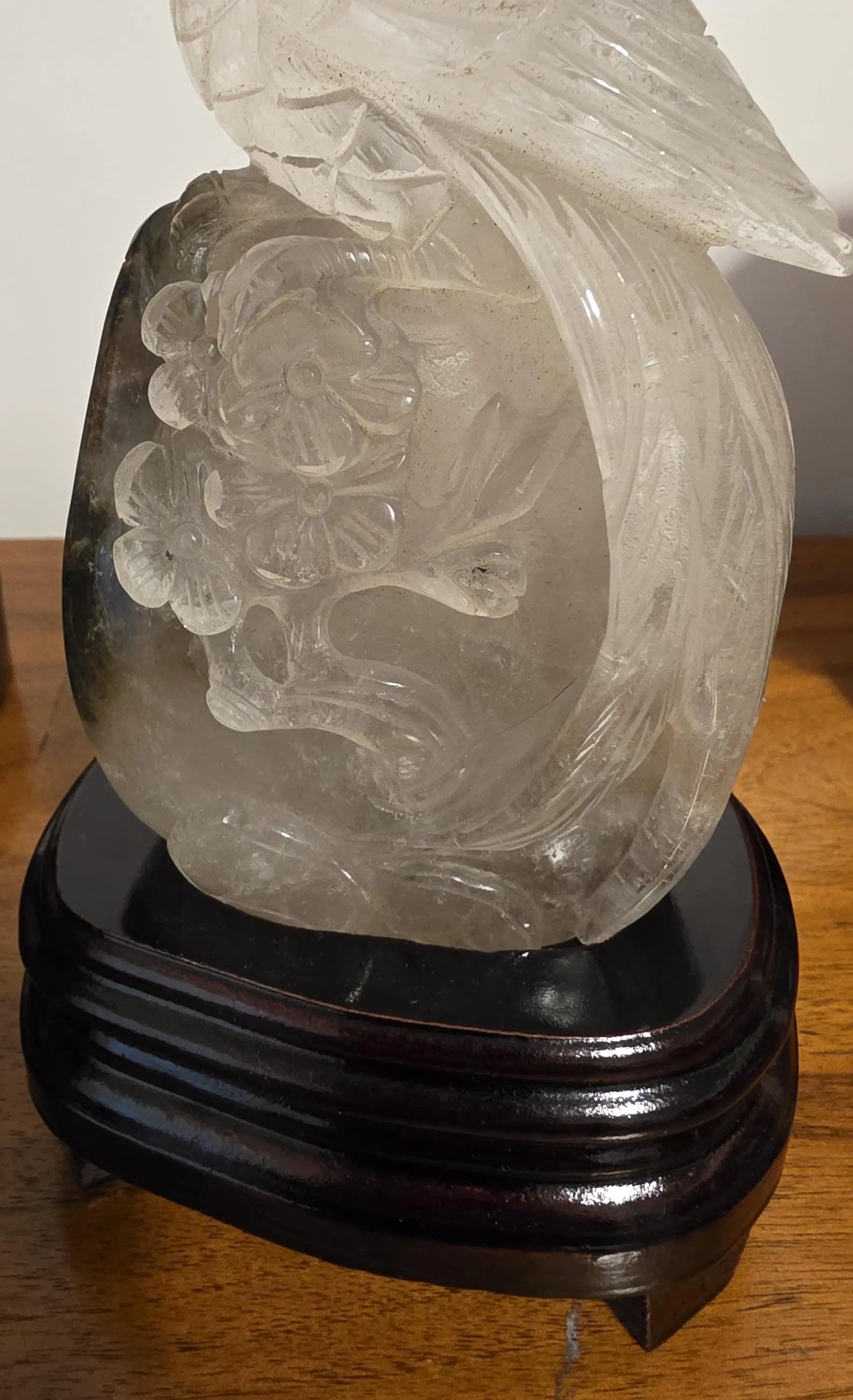 Hand Carved Garden Quartz Phoenix Sculpture, Custom Wooden Base Etsy