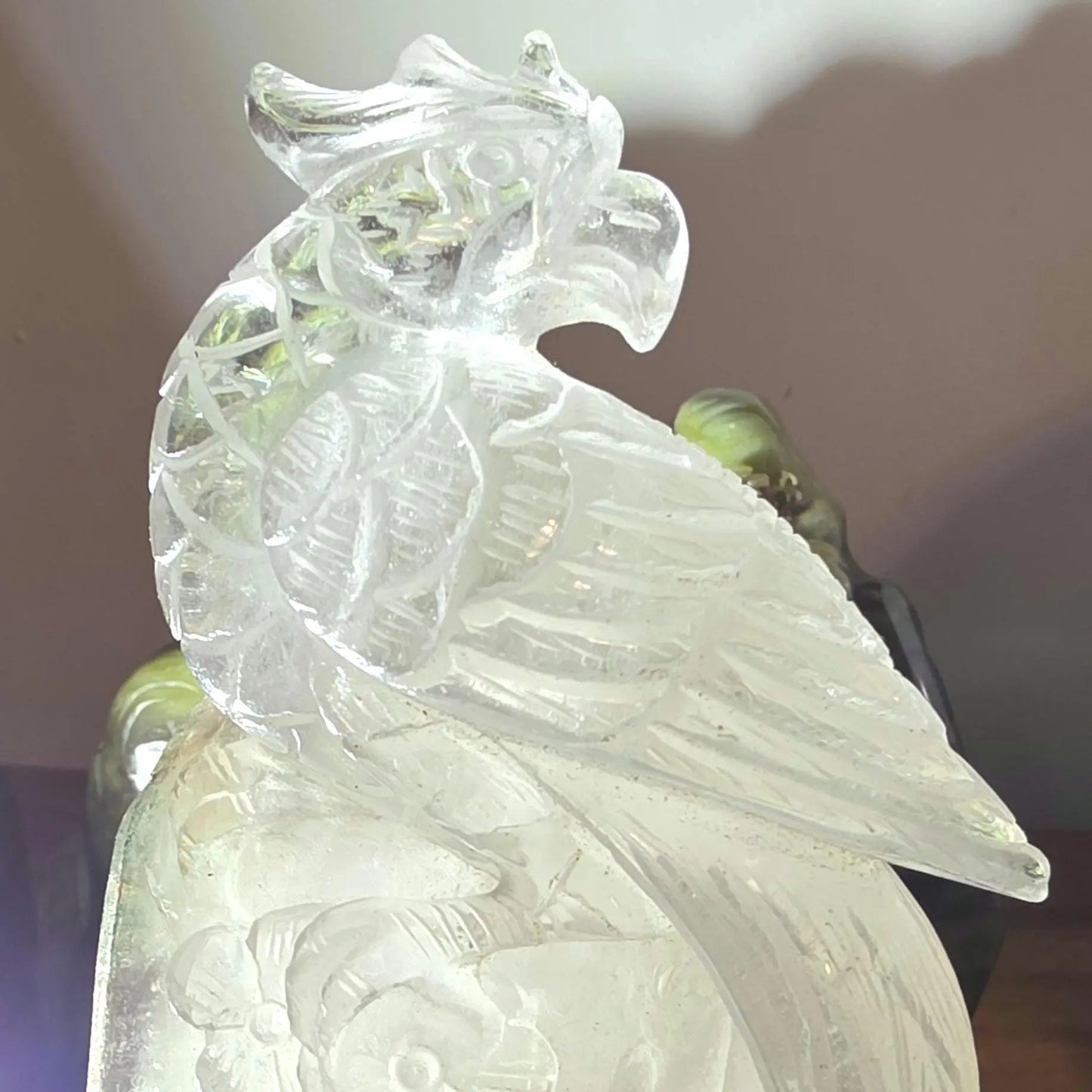 Hand Carved Garden Quartz Phoenix Sculpture, Custom Wooden Base Etsy