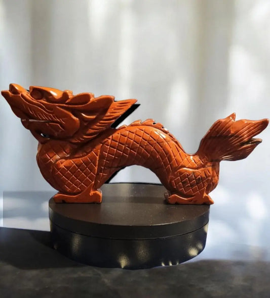 8 inch Jasper Dragon Statue,Carved Crystal, Protection Stone,oriental style decor Etsy