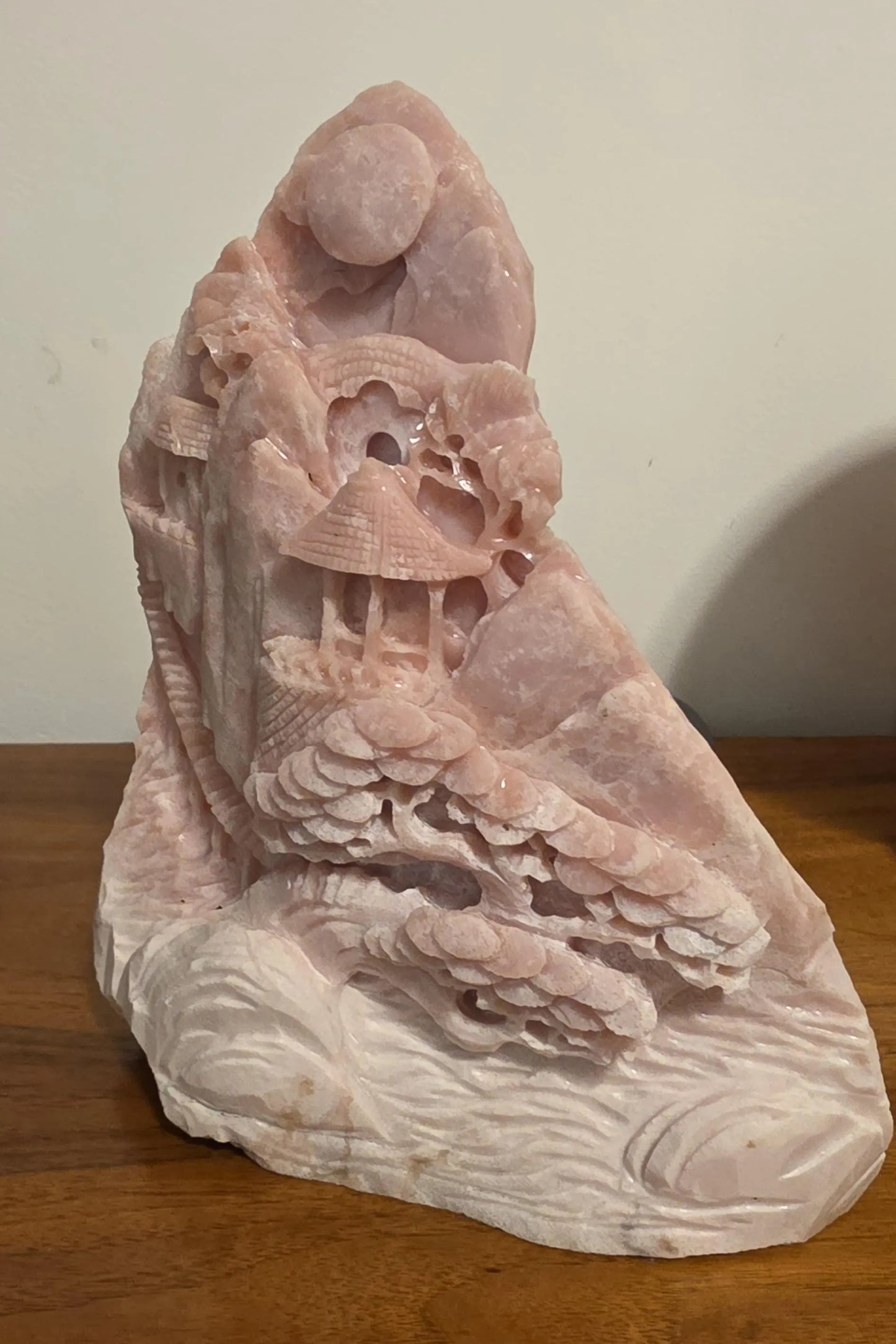 Large Pink Opal Oriental Carving, Peppermint Stone, Spiritual awakening, Etsy