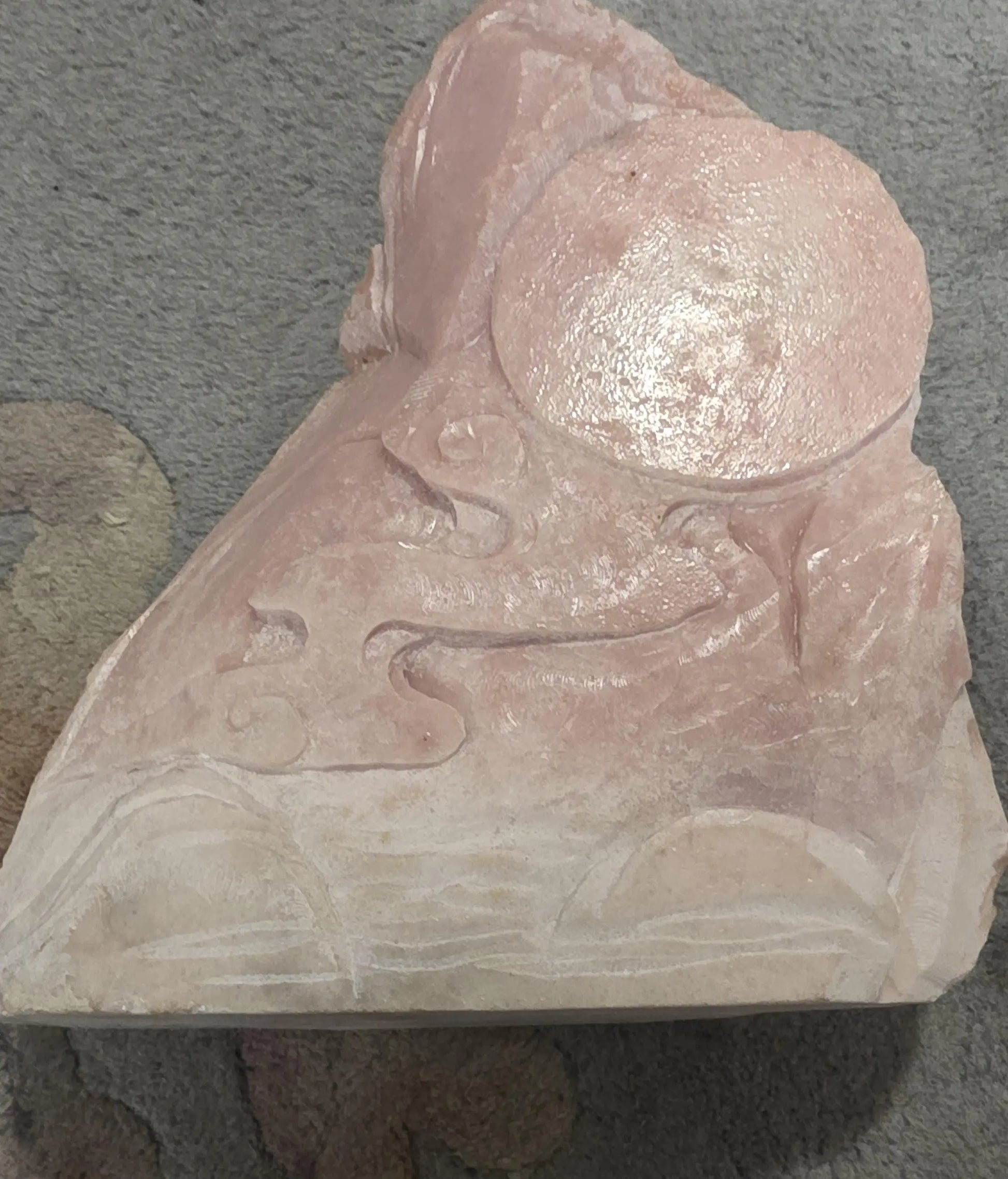 Large Pink Opal Oriental Carving, Peppermint Stone, Spiritual awakening, Etsy