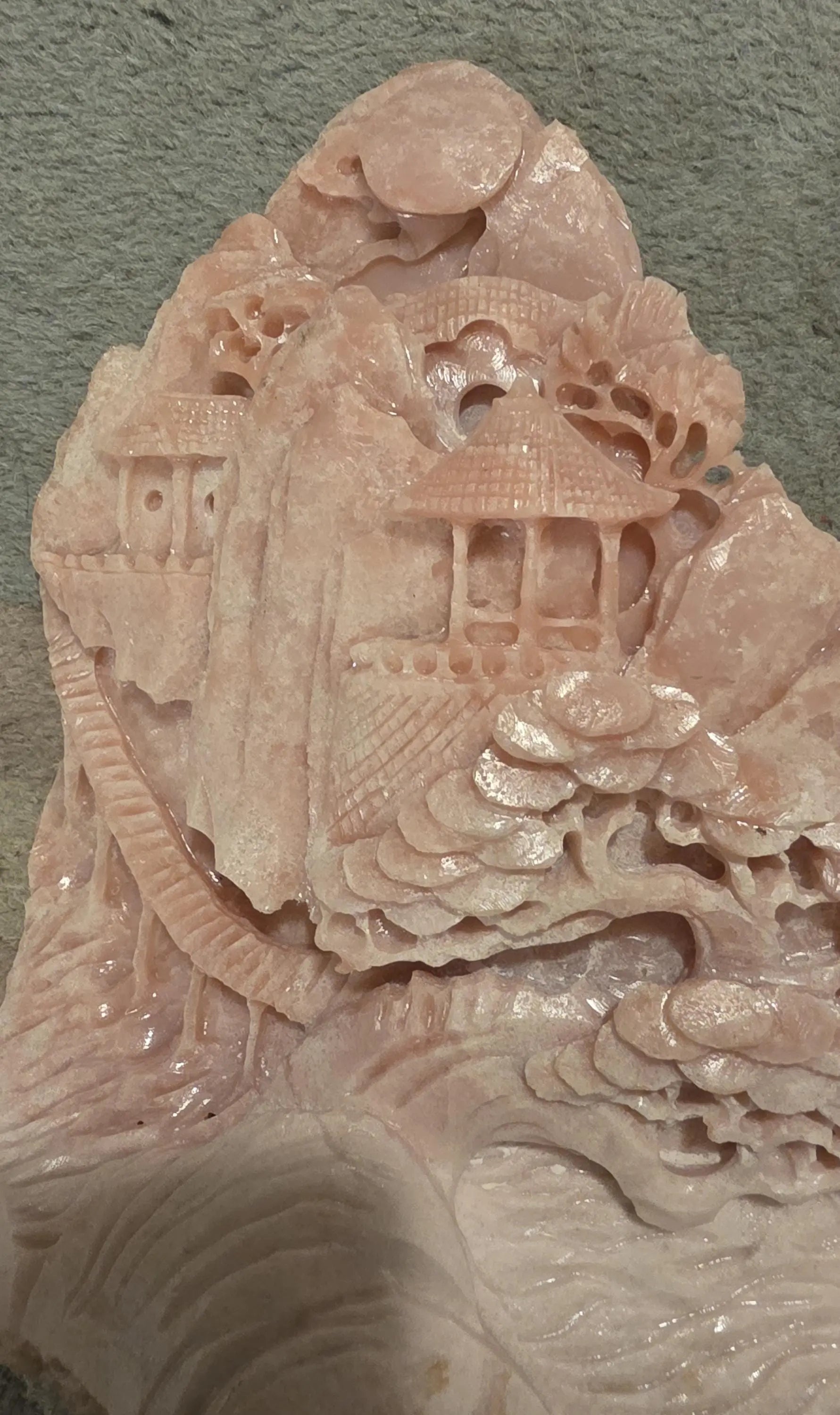 Large Pink Opal Oriental Carving, Peppermint Stone, Spiritual awakening, Etsy