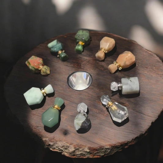 Semi-Precious Stone, Perfume Oil Bottles, Carved Crystal  Bottles, Tiny Crystal Container Etsy