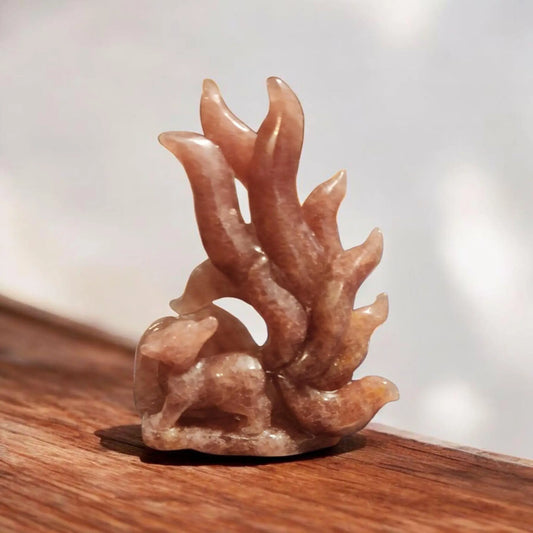 Strawberry Quartz Nine Tail Fox Carving - Planet Jordan Jewels
