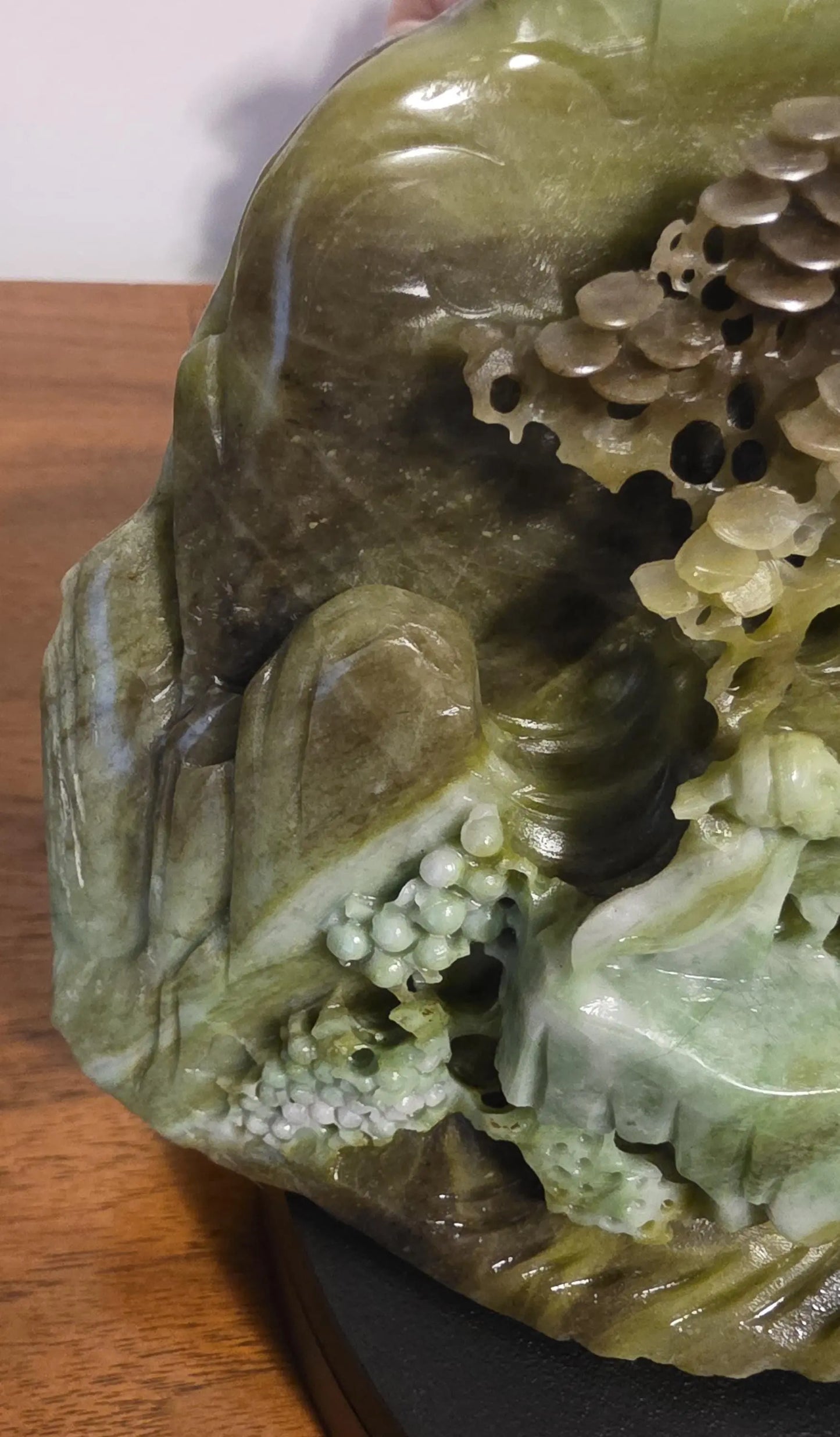 Green Jade Sculpture, Oriental Art Piece, Carved Jade Desk Decor, Subtle Pattern, Inner Harmony Etsy