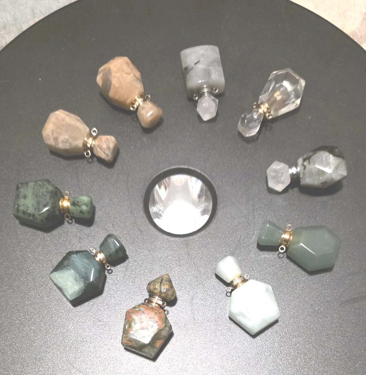 Semi-Precious Stone, Perfume Oil Bottles, Carved Crystal  Bottles, Tiny Crystal Container Etsy
