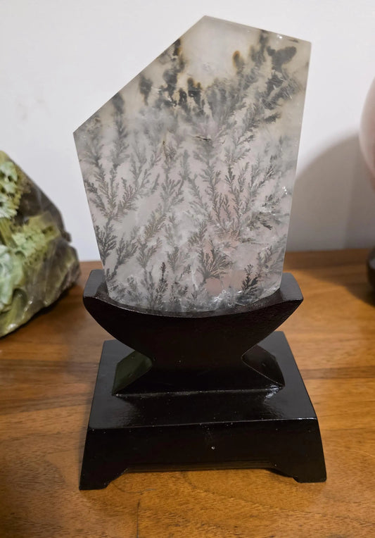 Dendritic Quartz with Stand  Collectors Crystal Ancient Energy Stone  Manganese & Oxide Inclusions, Natural Landscape Showpiece Etsy