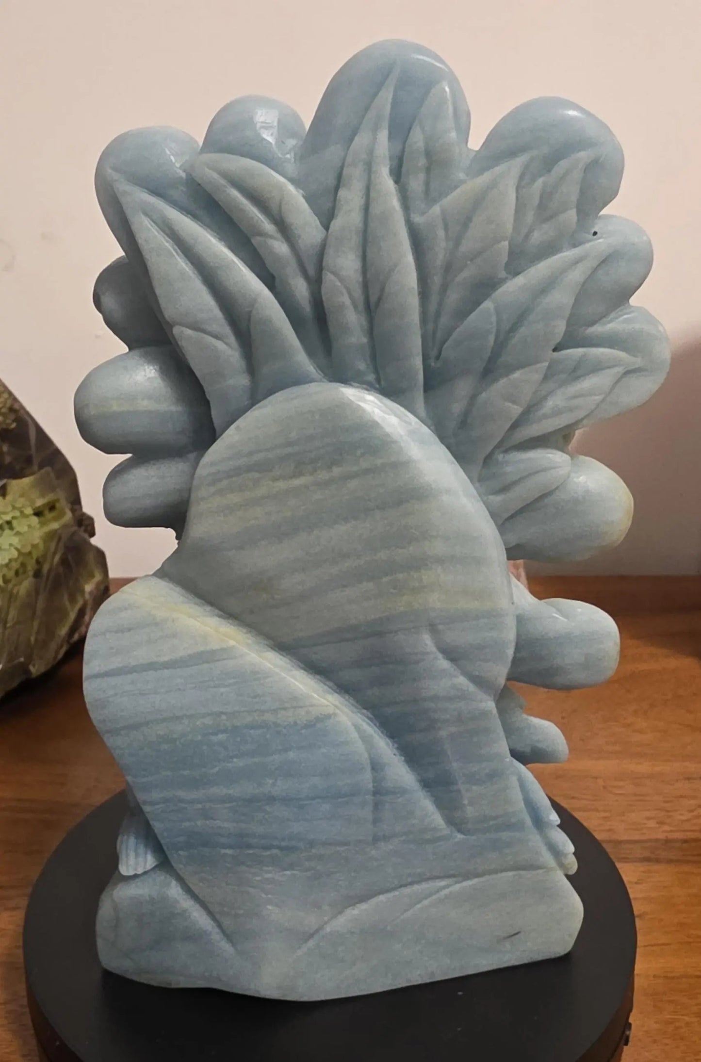 Carved Birds and Flowers Blue Quartzite 3 lb Crystal, Metamorphic Rock, Shades of Blue,Ornate Sculpture, Etsy