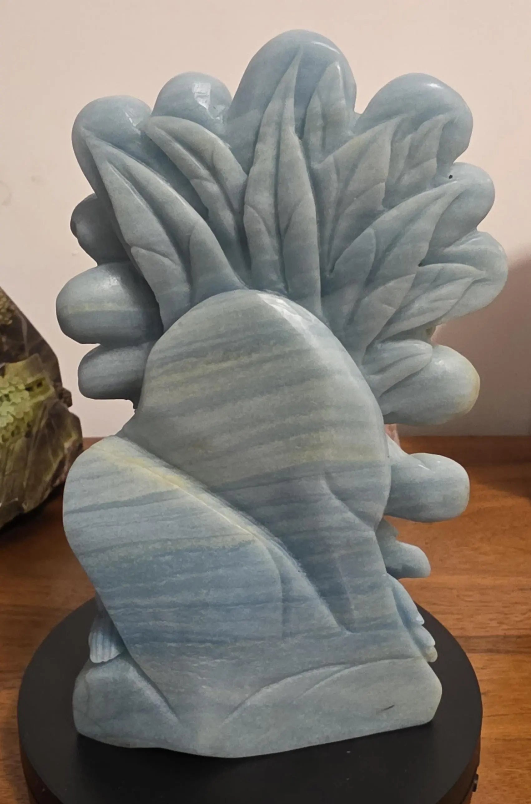 Carved Birds and Flowers Blue Quartzite 3 lb Crystal, Metamorphic Rock, Shades of Blue,Ornate Sculpture, Etsy