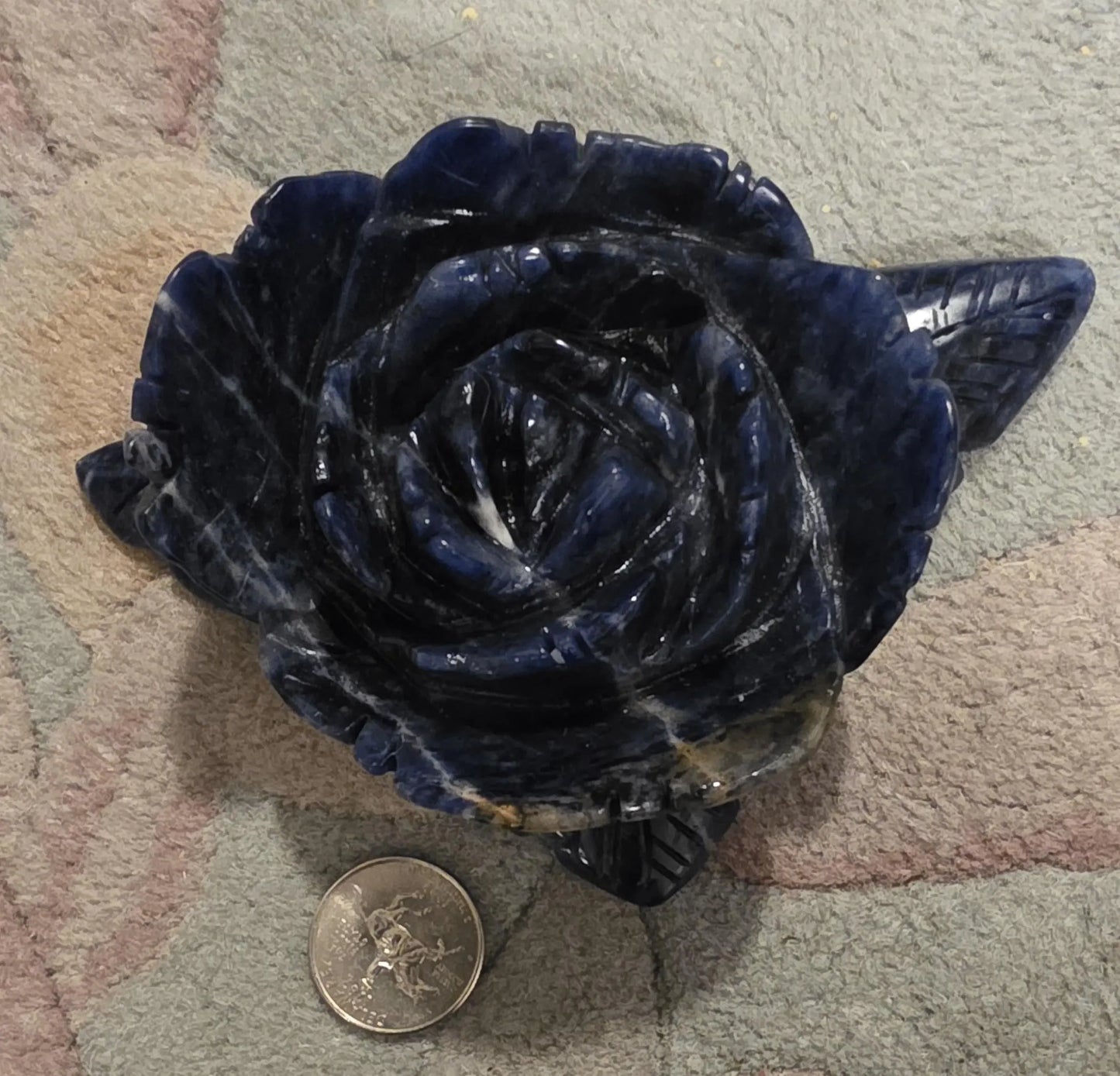 Carved Blue Sodalite Rose, Blue Flower Statue,Desk Sculpture,Third Eye, Throat Chakra Etsy