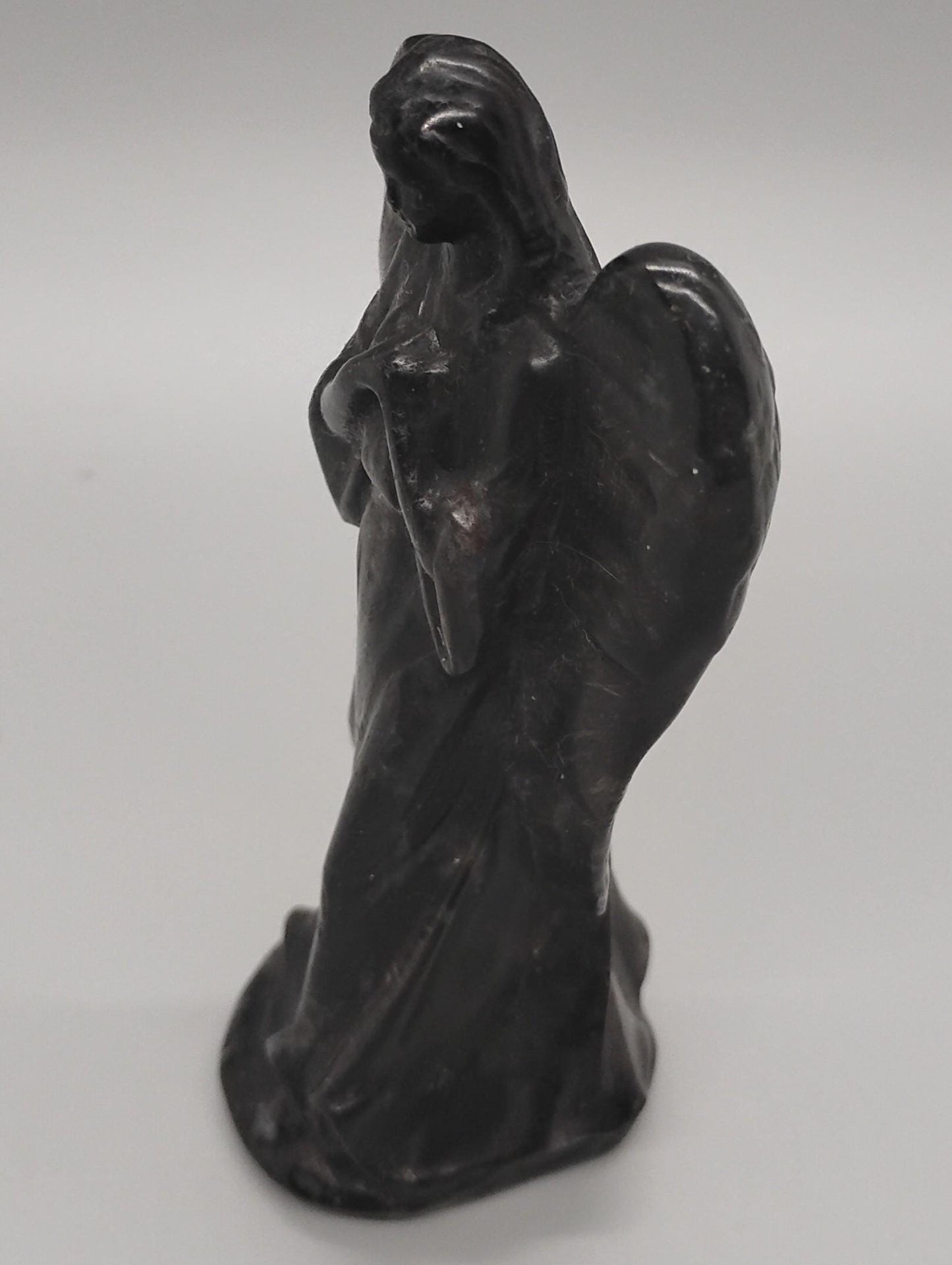 Obsidian and Astrophyllite Angel Crystal Sculptures