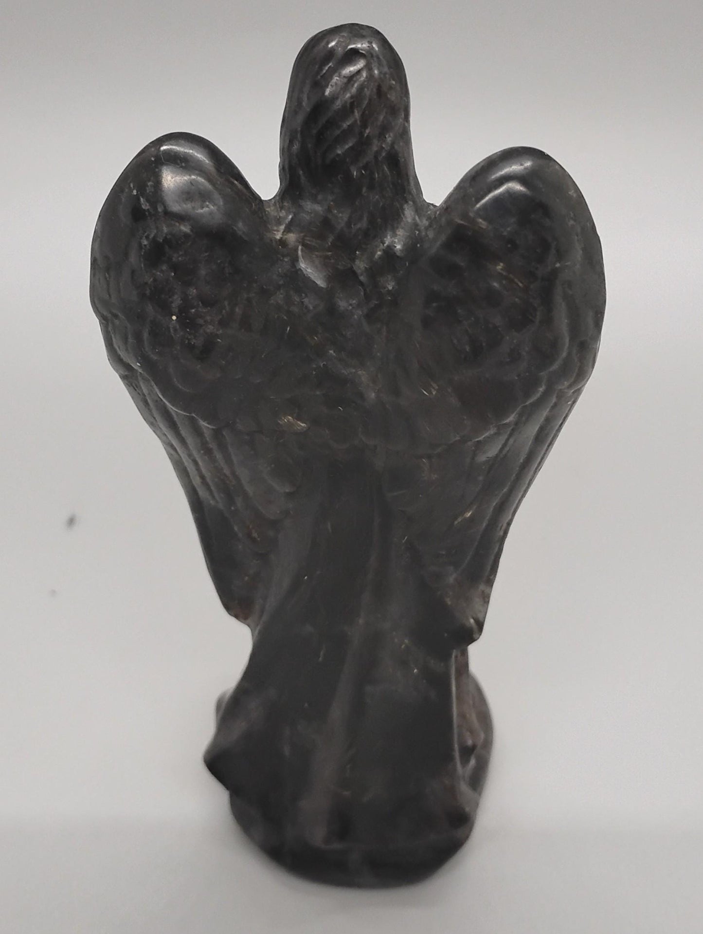 Obsidian and Astrophyllite Angel Crystal Sculptures