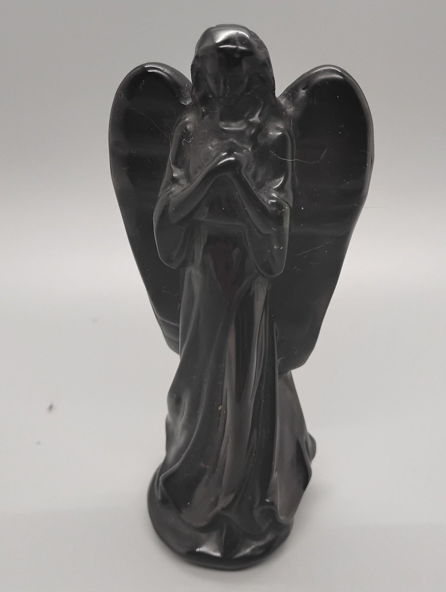 Obsidian and Astrophyllite Angel Crystal Sculptures
