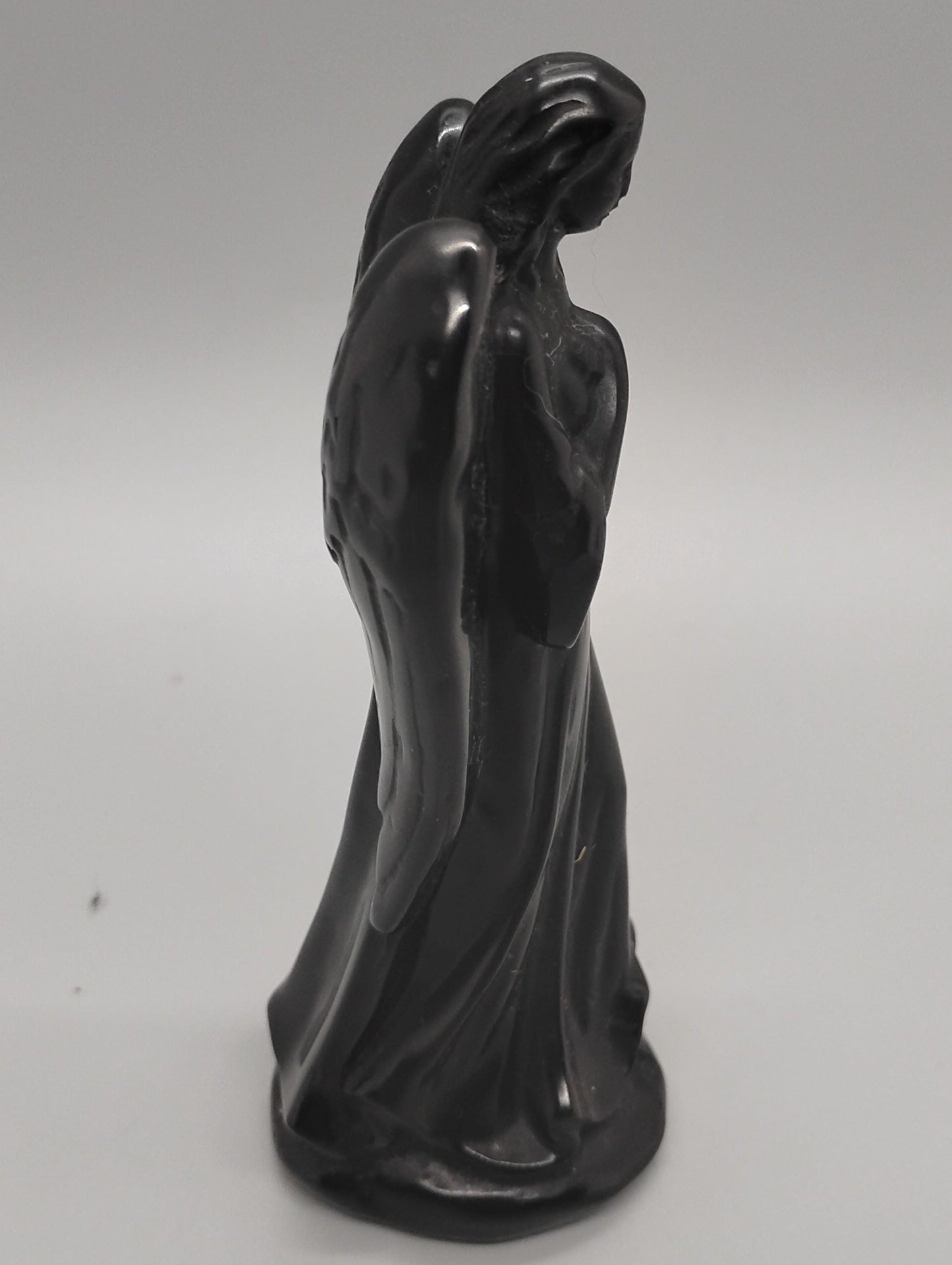 Obsidian and Astrophyllite Angel Crystal Sculptures